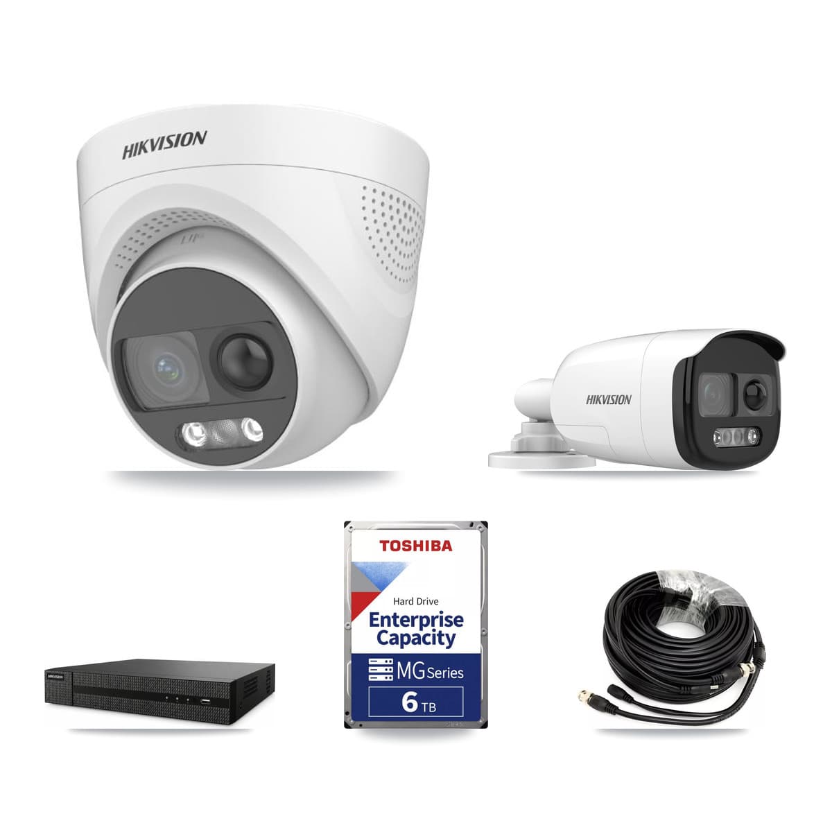 Hikvision 8-Channel 5MP CCTV Kit — 1 DS-2CE12KF3T Bullet + 3 DS-2CE72KF3T Turret Cameras + 6TB Recording - Image 1