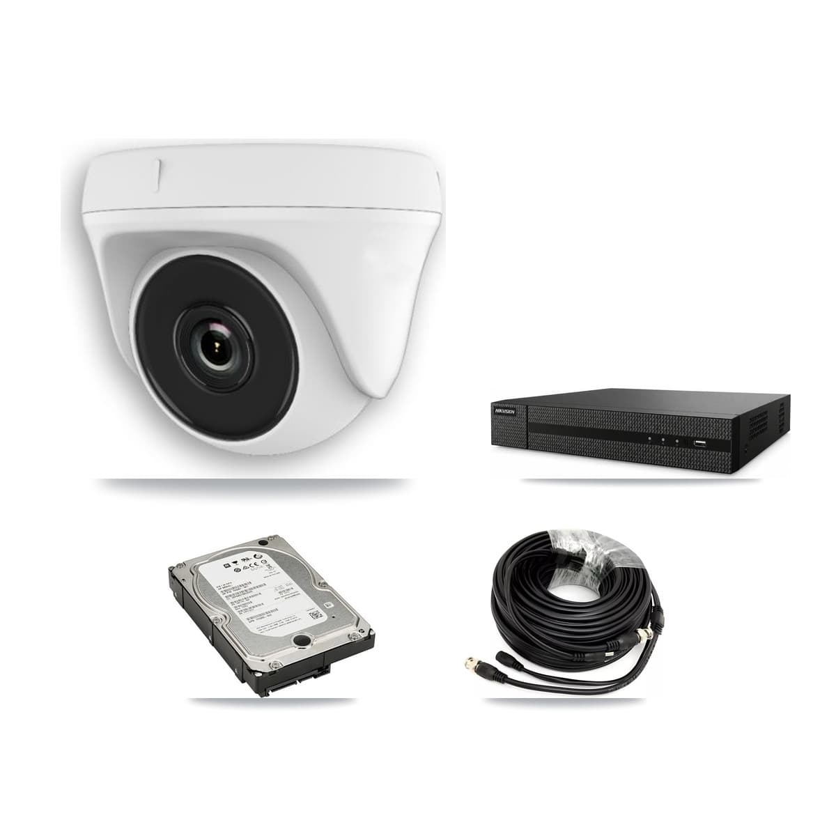 8-Channel 2MP CCTV Kit — 8 White Dome Cameras + 5TB Recording (DVR-8CH Recorder)