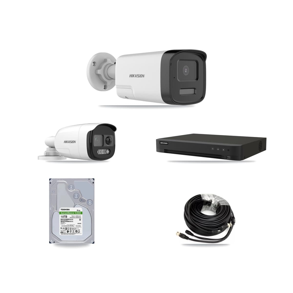 Hikvision 8-Channel 5MP CCTV Kit — 1 DS-2CE12KF3T-PIRXO + 7 DS-2CE17K0T-LXTS Bullet Cameras + 10TB Recording (IDS-7208HUHI-M1/XT Recorder) - Image 1