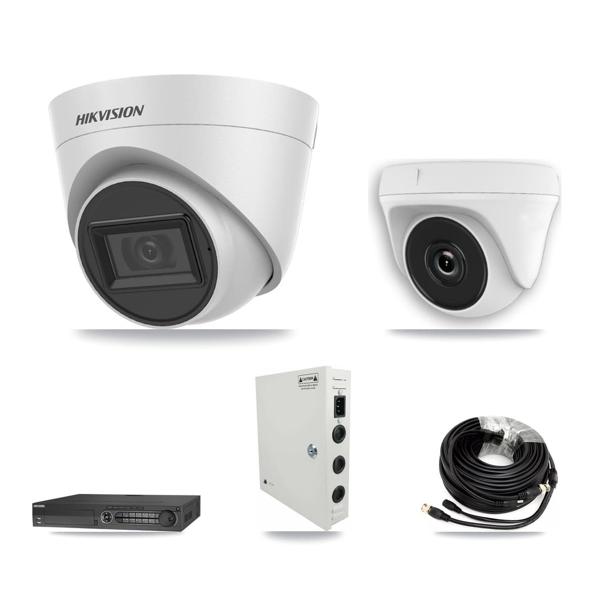 Hikvision 32-Channel 2MP – 5MP CCTV Kit — 16 White 5MP Turret + 16 White 2MP Dome Cameras + 4× 8TB Recording (DS-7332HQHI Recorder)