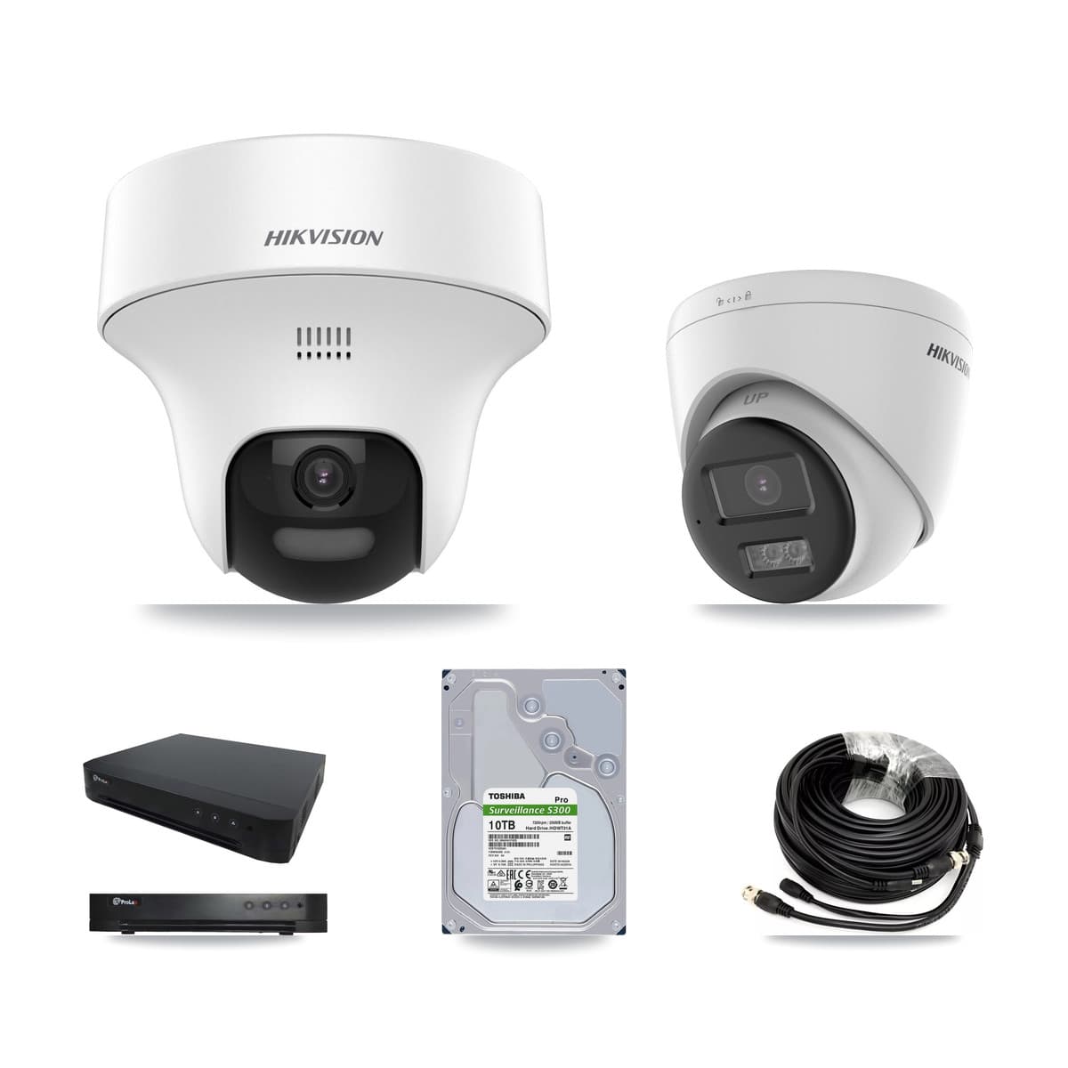 Hikvision & Prolux 16-Channel 5MP CCTV Kit — 4 DS-2CE70K0T + 4 DS-2CE78K0T Turret Cameras + 10TB Recording - Image 1