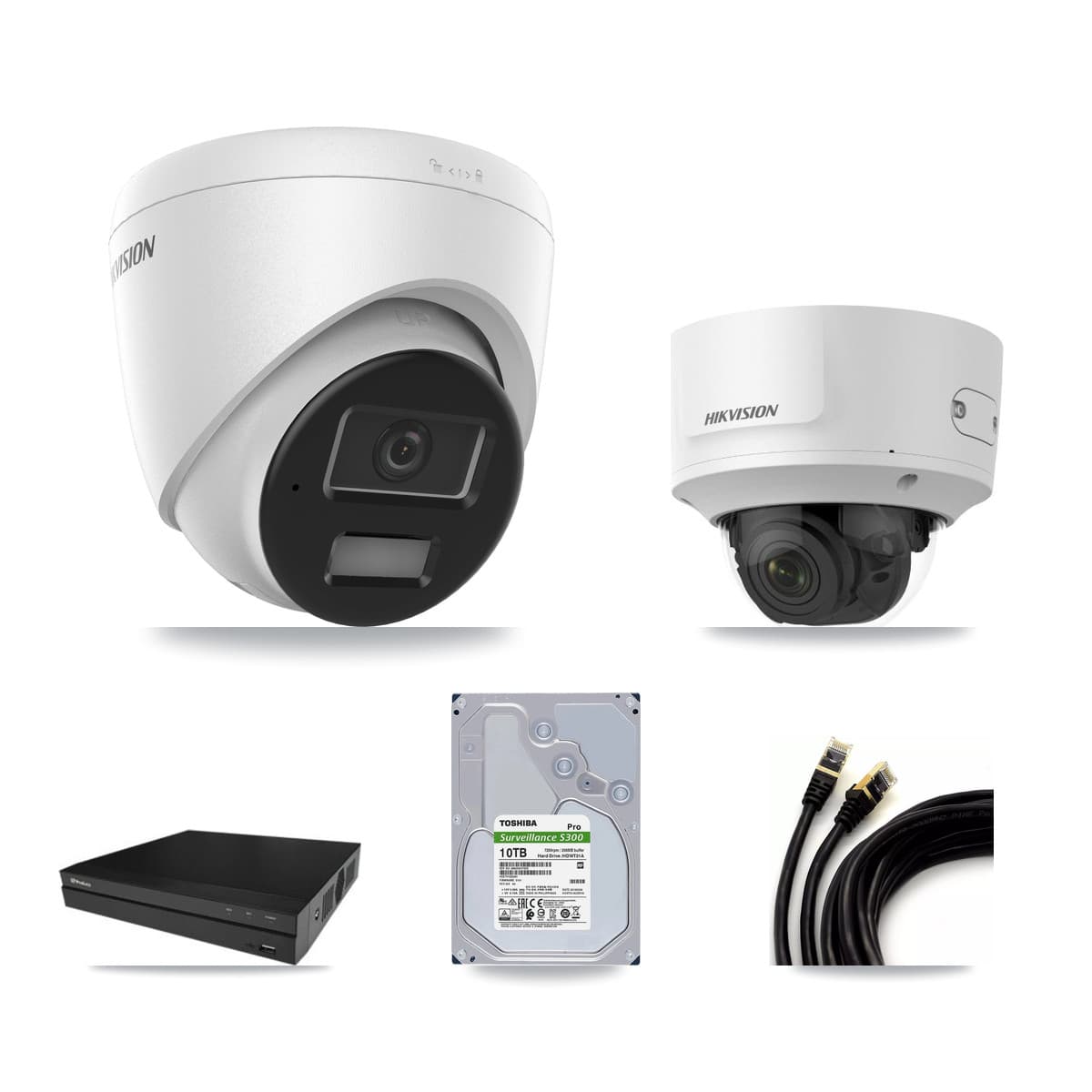 Hikvision & Prolux 16-Channel 2MP – 4MP CCTV Kit — 14 4MP Turret + 1 2MP Dome Cameras + 2× 10TB Recording - Image 1