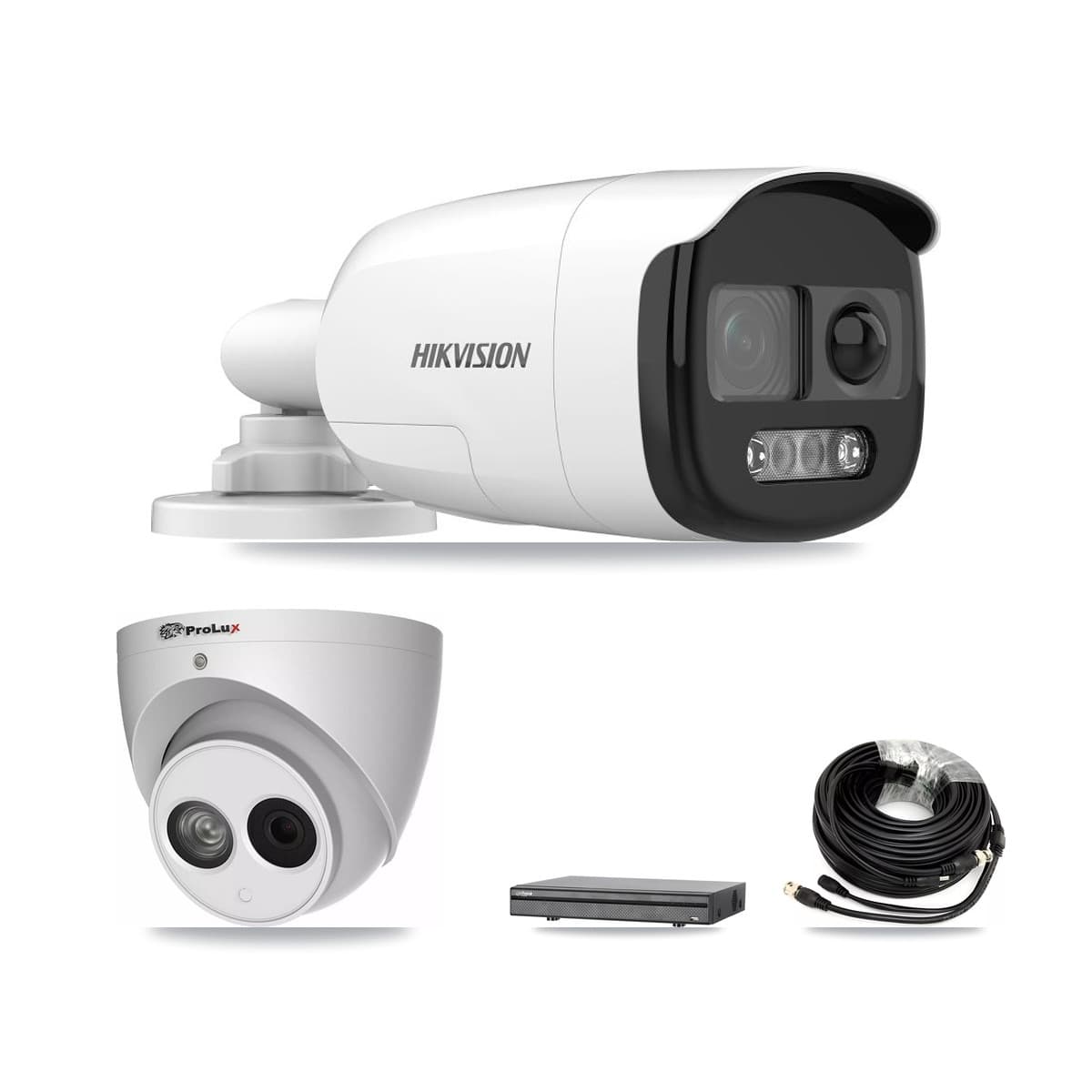 8-Channel 4MP – 5MP CCTV Kit — 5 DS-2CE12KF3T 5MP Bullet + 1 PXC-612C4W-A 4MP Turret Cameras + 8TB Recording (DH-XVR5108H Recorder) - Image 1