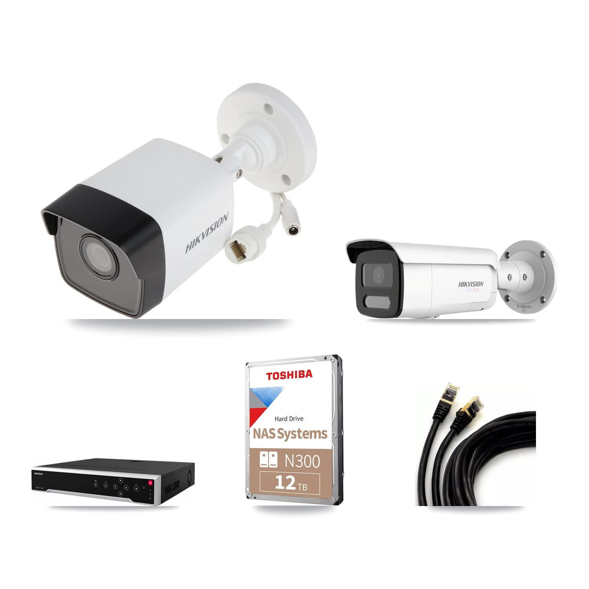 Hikvision 32-Channel 5MP – 4K CCTV Kit — 6 5MP + 6 4K Bullet Cameras + 2× 12TB Recording