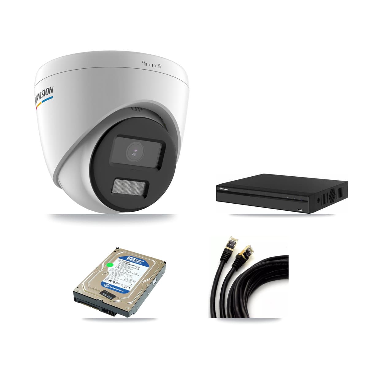 Hikvision & Prolux 4-Channel 2MP CCTV Kit — 3 Turret Cameras + 500GB Recording