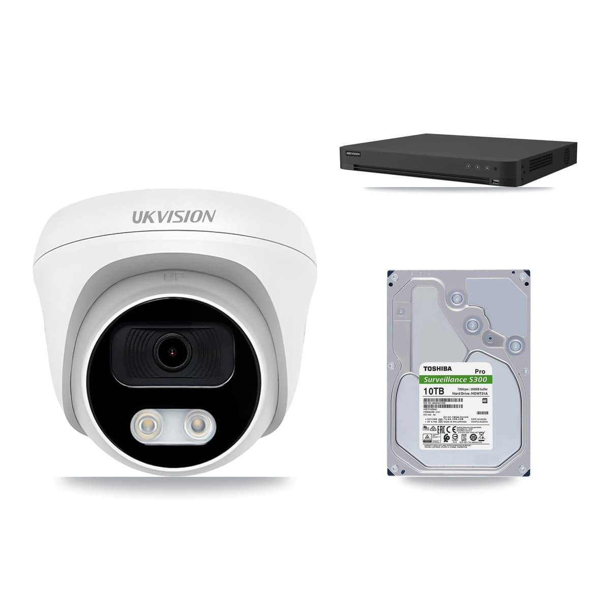 Hikvision 16-Channel 4K CCTV Kit — 10 UKVISION Cameras + 10TB Recording (IDS-7216HUHI Recorder)