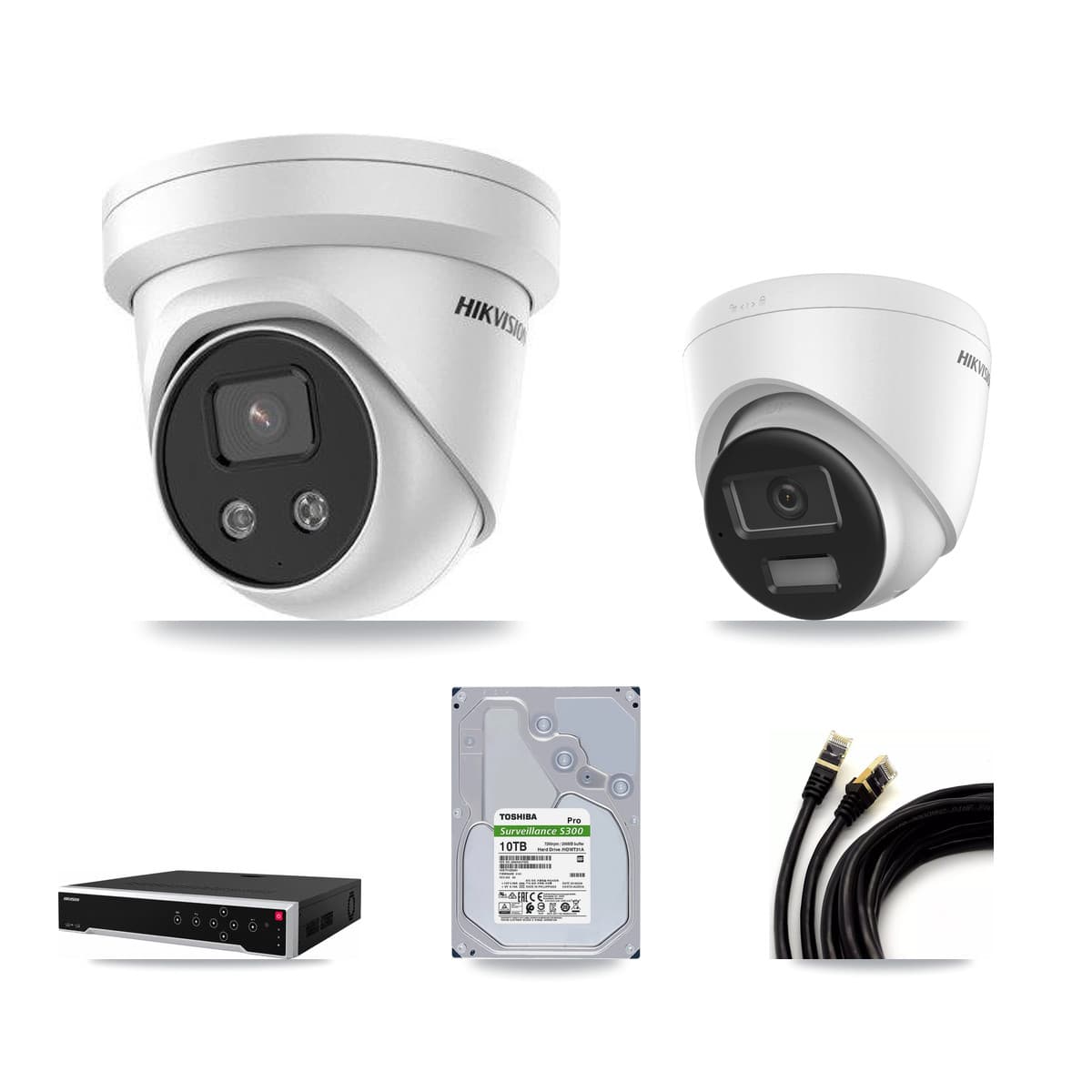 Hikvision 32-Channel 5MP – 4K CCTV Kit — 1 4K + 13 5MP Turret Cameras + 2× 10TB Recording