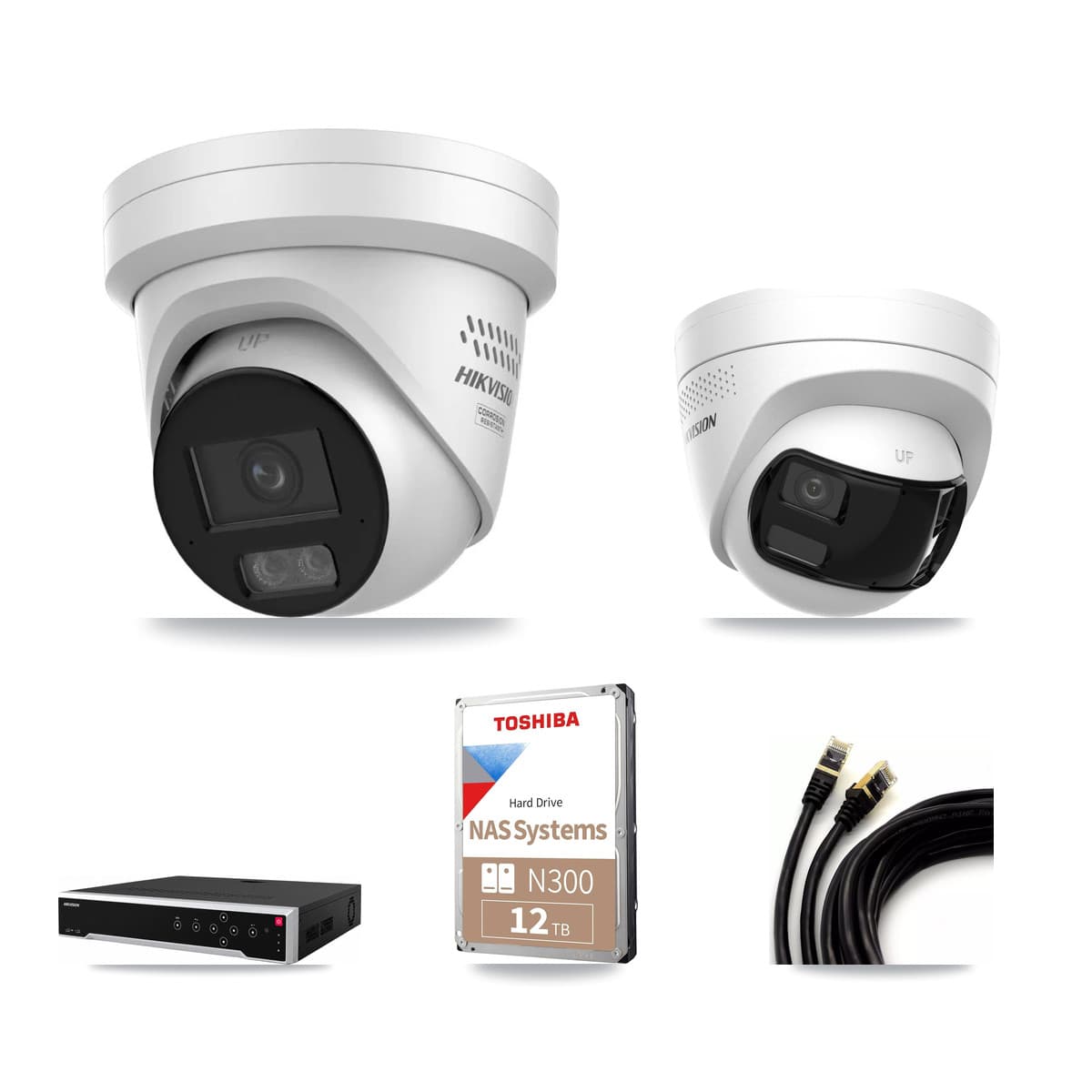 Hikvision 32-Channel 4MP – 4K CCTV Kit — 2 DS-2CD1383G2P 4K + 5 DS-2CD2347G3 4MP Turret Cameras + 12TB Recording - Image 1