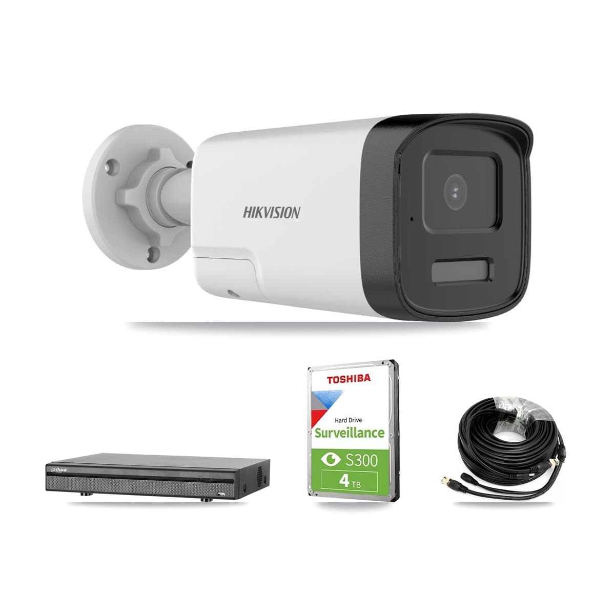 Hikvision & Dahua 8-Channel 5MP CCTV Kit — 3 DS-2CE17K0T Bullet Cameras + 4TB Recording (DH-XVR5108H Recorder) - Image 1