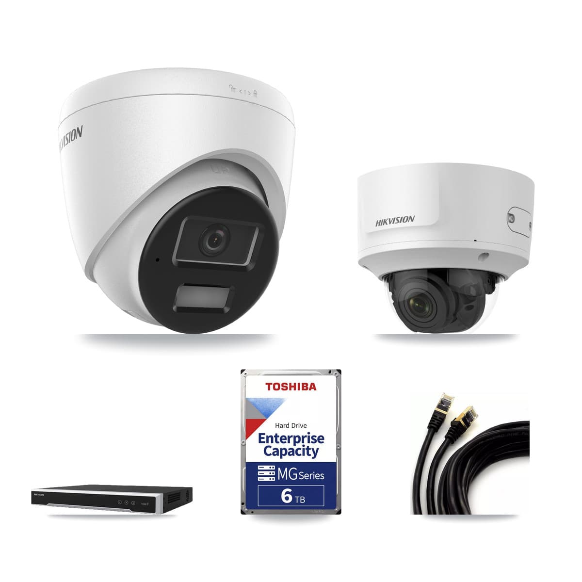 Hikvision 8-Channel 2MP – 4MP CCTV Kit — 4 4MP Turret + 1 2MP Dome Cameras + 6TB Recording
