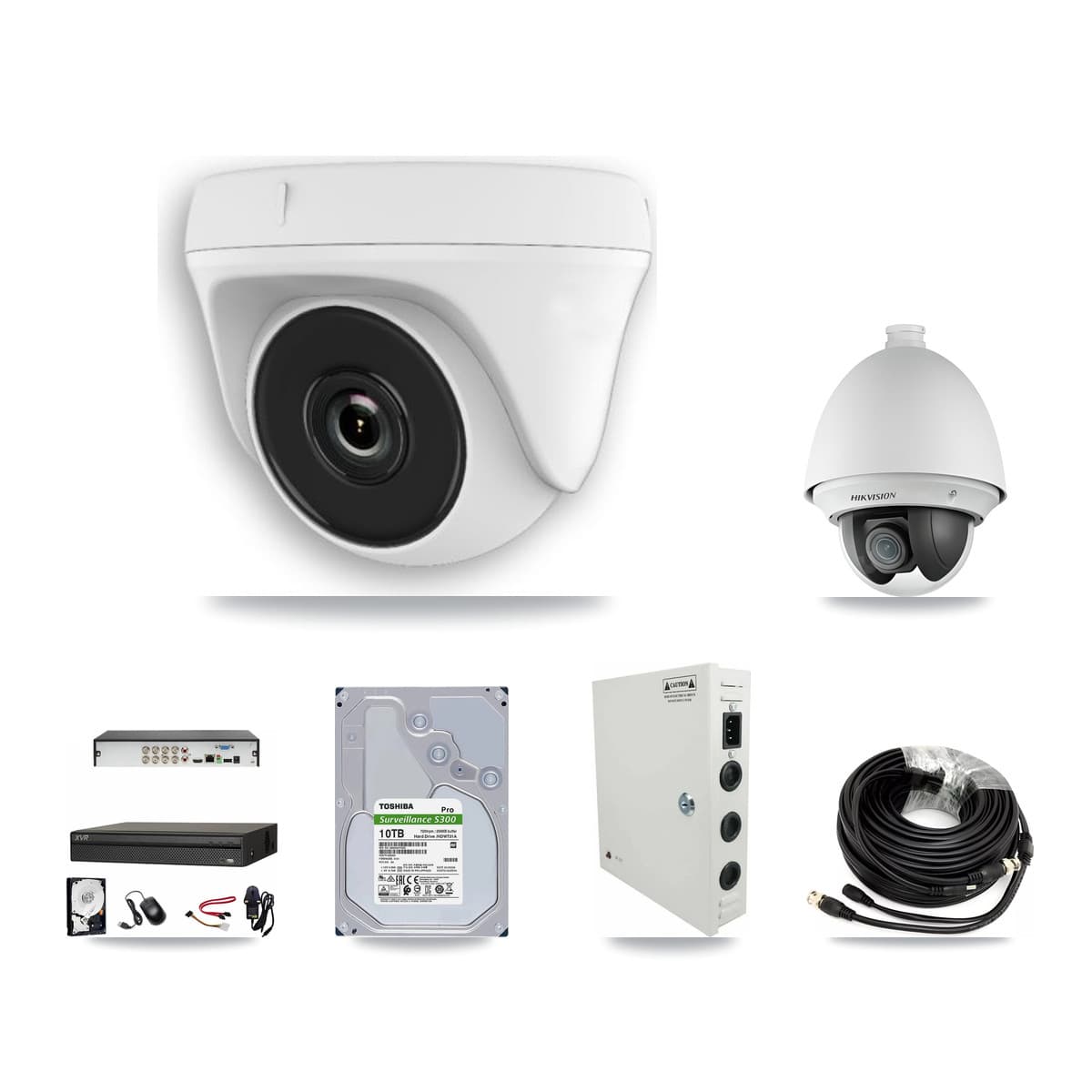 Hikvision & Dahua 8-Channel 2MP CCTV Kit — 1 PTZ + 6 Dome Cameras + 10TB Recording - Image 1