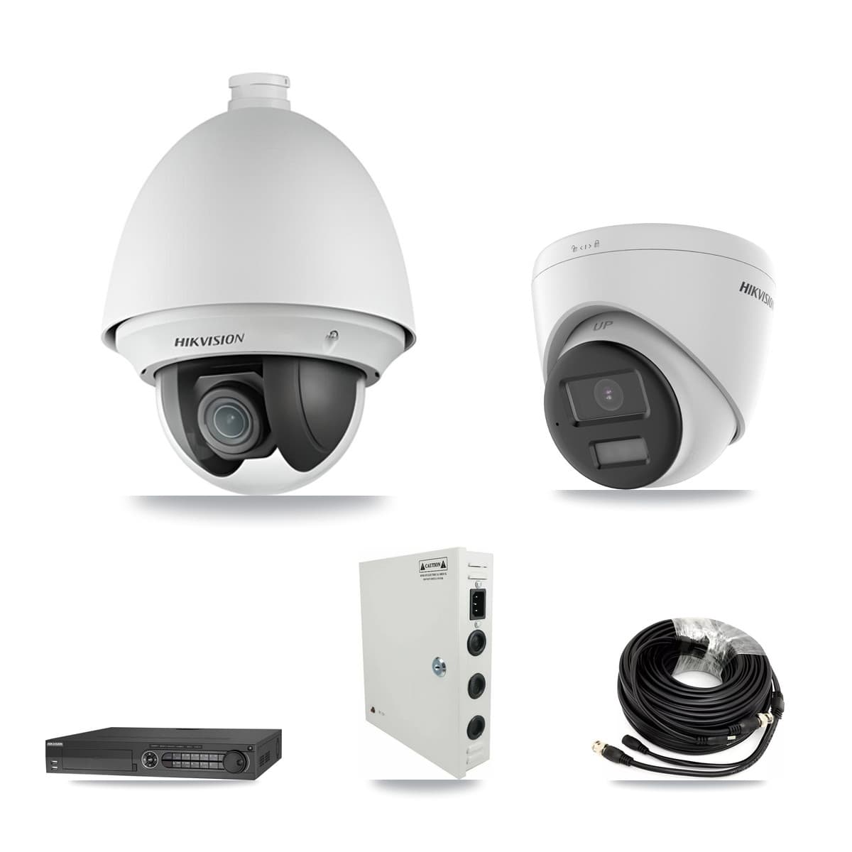 Hikvision 32-Channel 2MP – 5MP CCTV Kit — 22 DS-2AE4225T-A 2MP PTZ + 1 DS-2CE78K0T-LPTS 5MP Turret Cameras + 2× 8TB Recording (DS-7332HQHI-K4 Recorder) - Image 1
