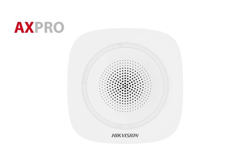 AX PRO Series Blue Strobe Light Wireless Indoor Sounder, Tri-X wireless protocol, multiple enrolment methods, multiple alarm sounds, and Blue strobe light indication