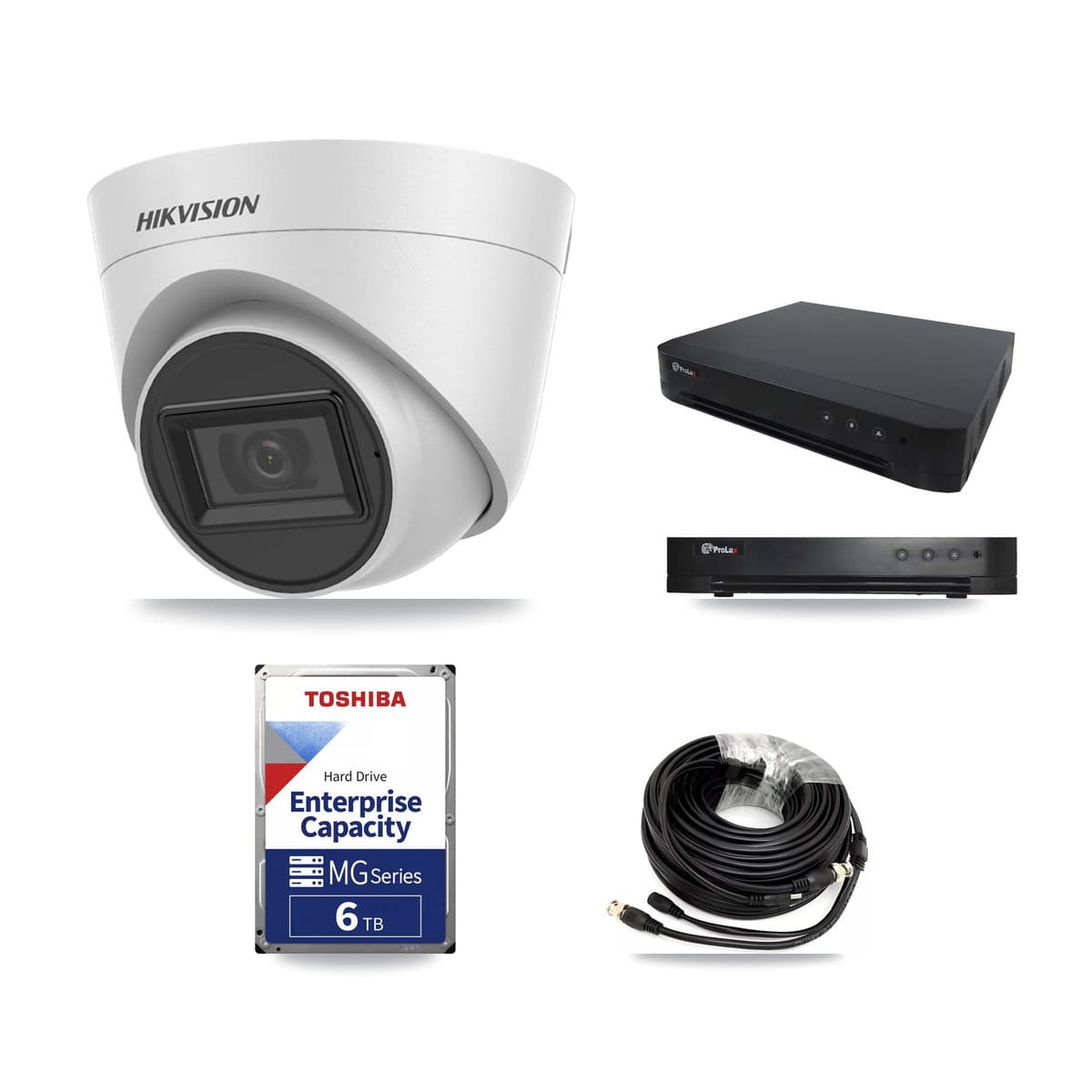 Hikvision & Prolux 16-Channel 5MP CCTV Kit — 5 White Turret Cameras + 6TB Recording - Image 1