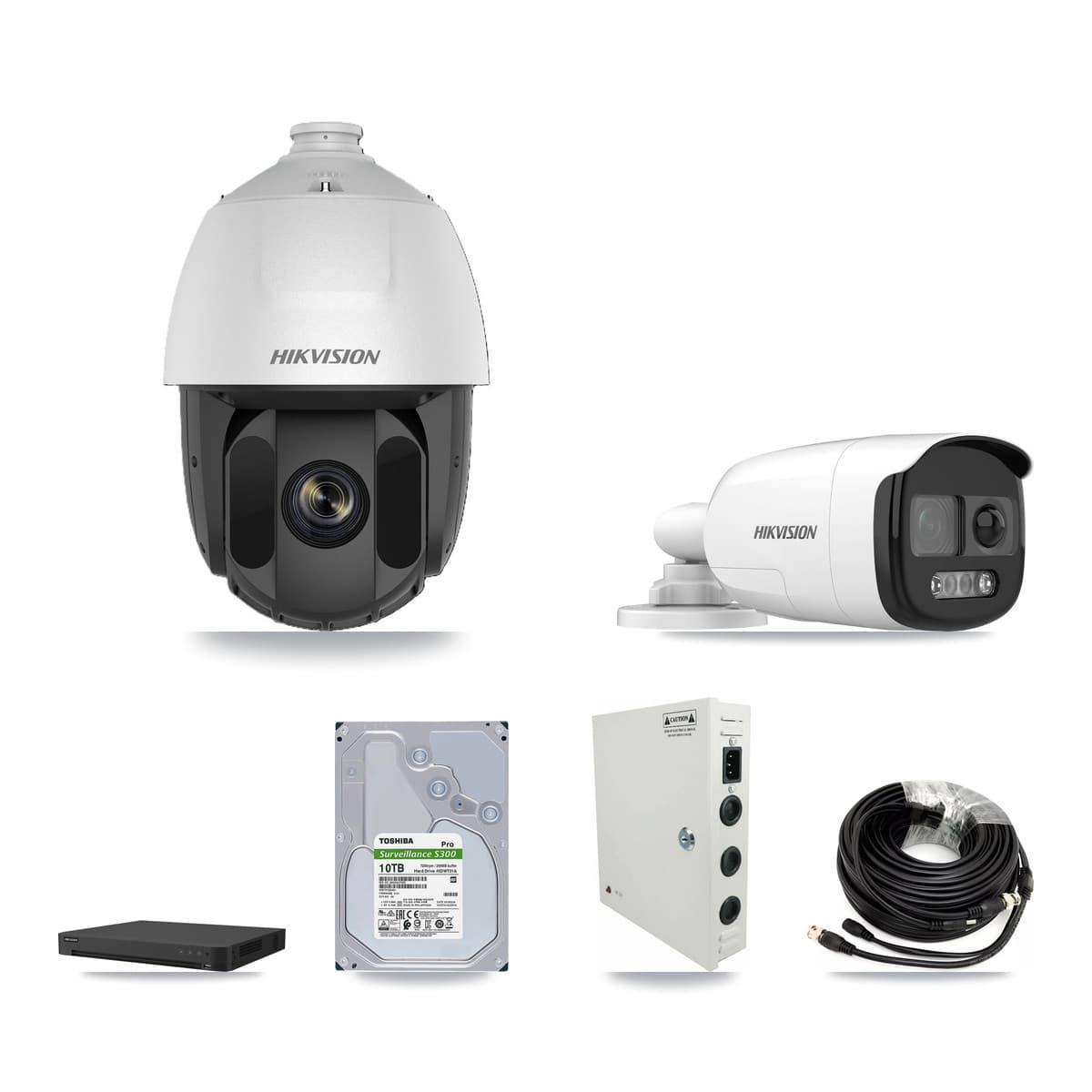Hikvision 32-Channel 2MP – 5MP CCTV Kit — 16 DS-2AE5225TI 2MP PTZ + 8 DS-2CE12KF3T 5MP Bullet Cameras + 2× 10TB Recording (IDS-7232HQHI Recorder) - Image 1