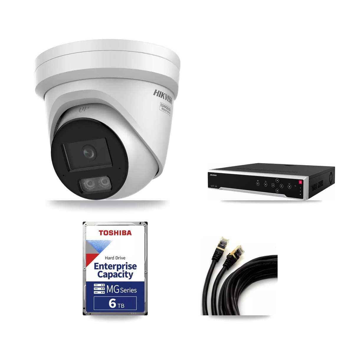 Hikvision 32-Channel 4K CCTV Kit — 7 DS-2CD2387G3 Turret Cameras + 3× 6TB Recording