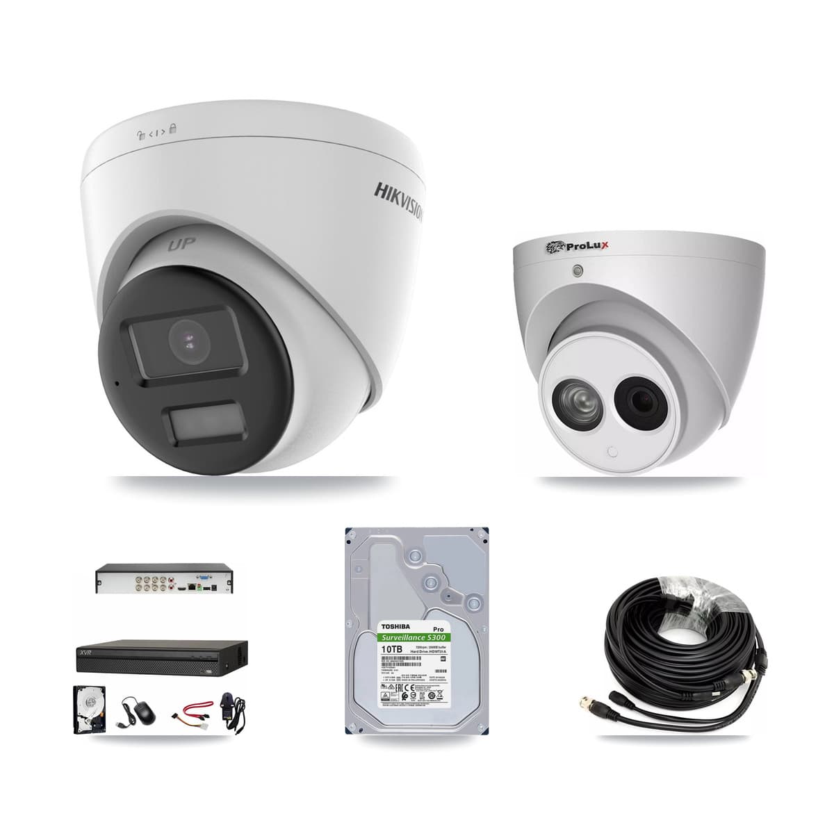 8-Channel 4MP – 4K CCTV Kit — 4 DS-2CE78U0T 4K + 1 PXC-612C4W-A 4MP Turret Cameras + 10TB Recording (XVR-3108AD Recorder) - Image 1