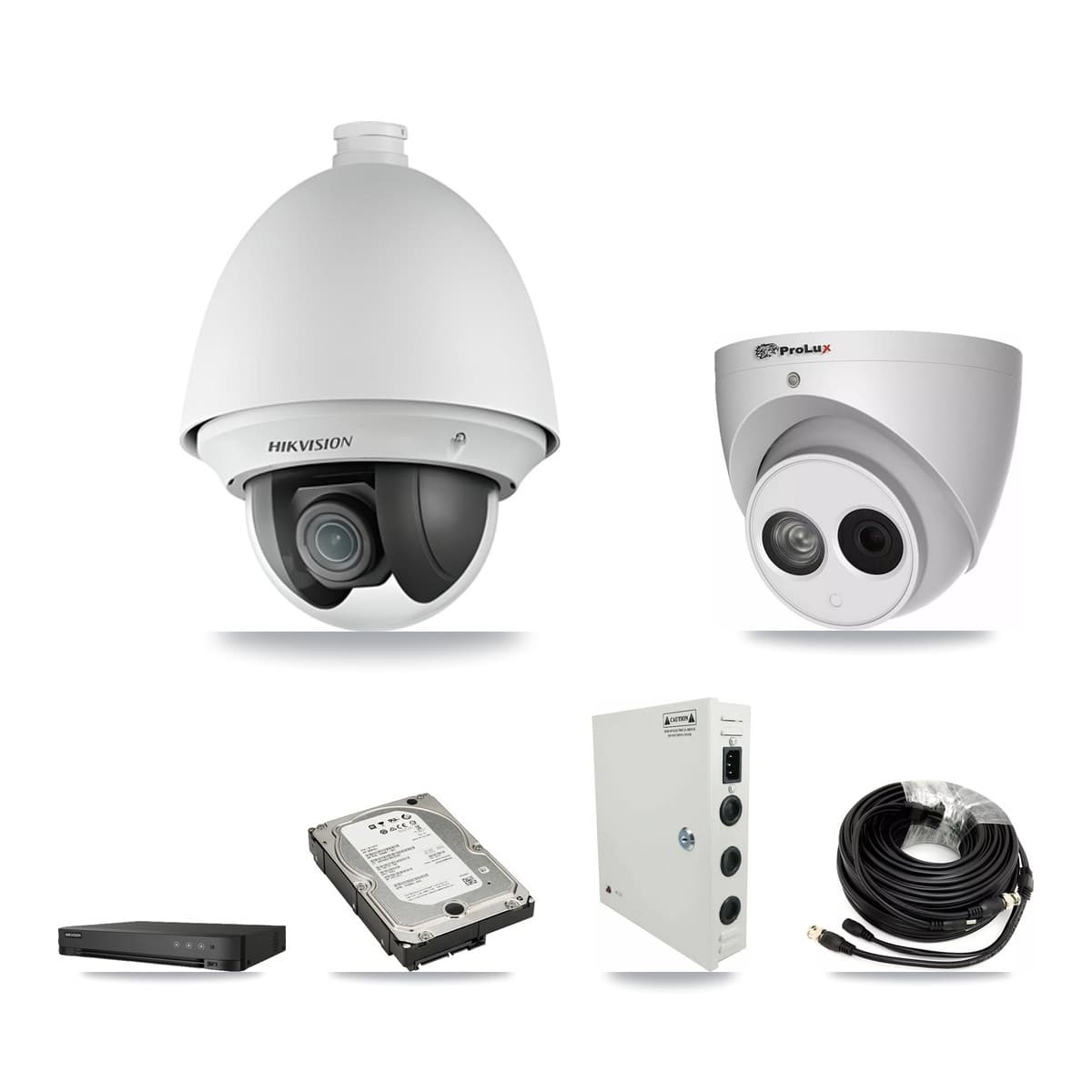 Hikvision & Prolux 8-Channel 2MP – 4MP CCTV Kit — 6 2MP PTZ + 1 4MP Turret Cameras + 5TB Recording (IDS-7208HQHI Recorder) - Image 1