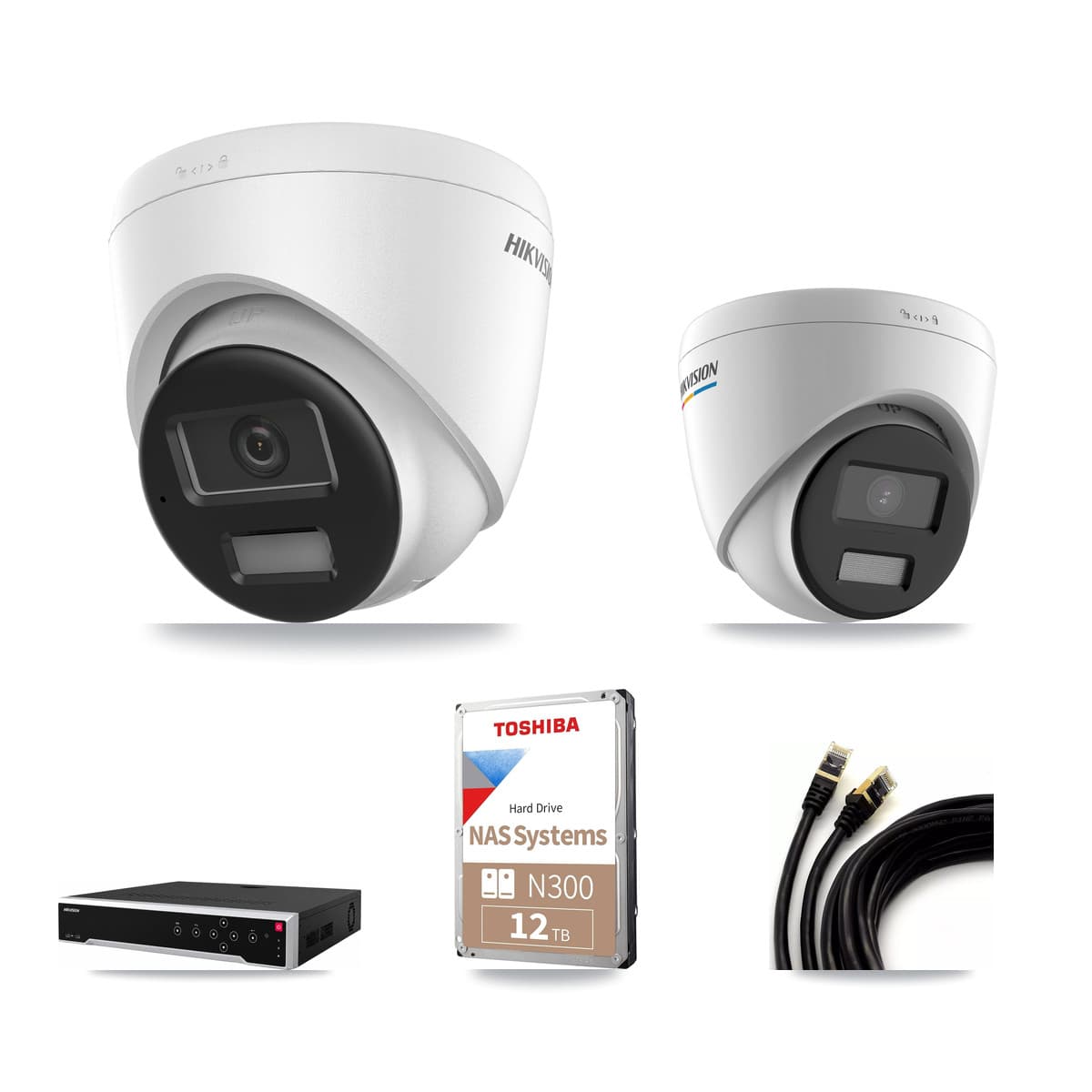 Hikvision 32-Channel 2MP – 4K CCTV Kit — 3 2MP + 8 4K Turret Cameras + 2× 12TB Recording