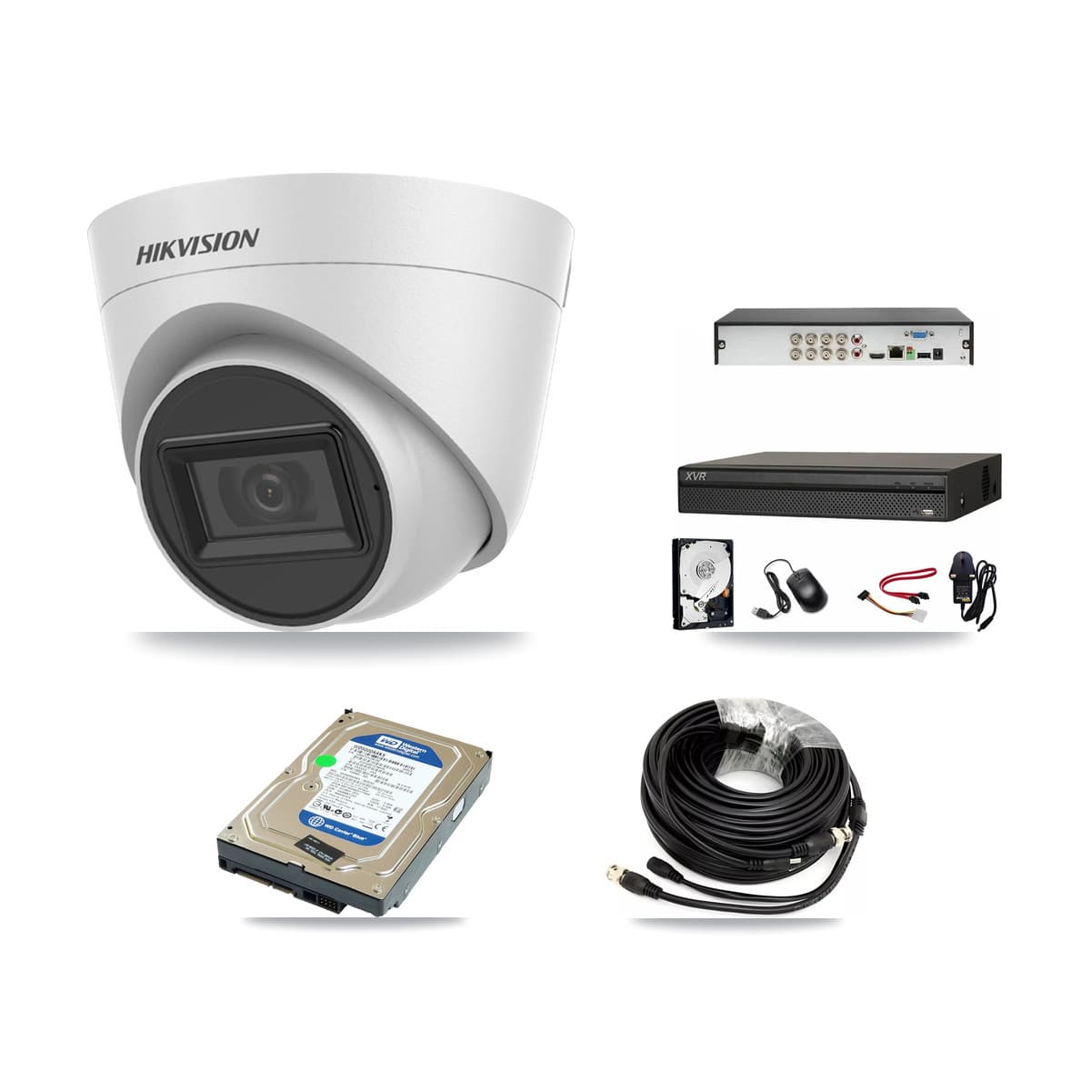 Hikvision & Dahua 8-Channel 5MP CCTV Kit — 1 White Turret Camera + 500GB Recording - Image 1