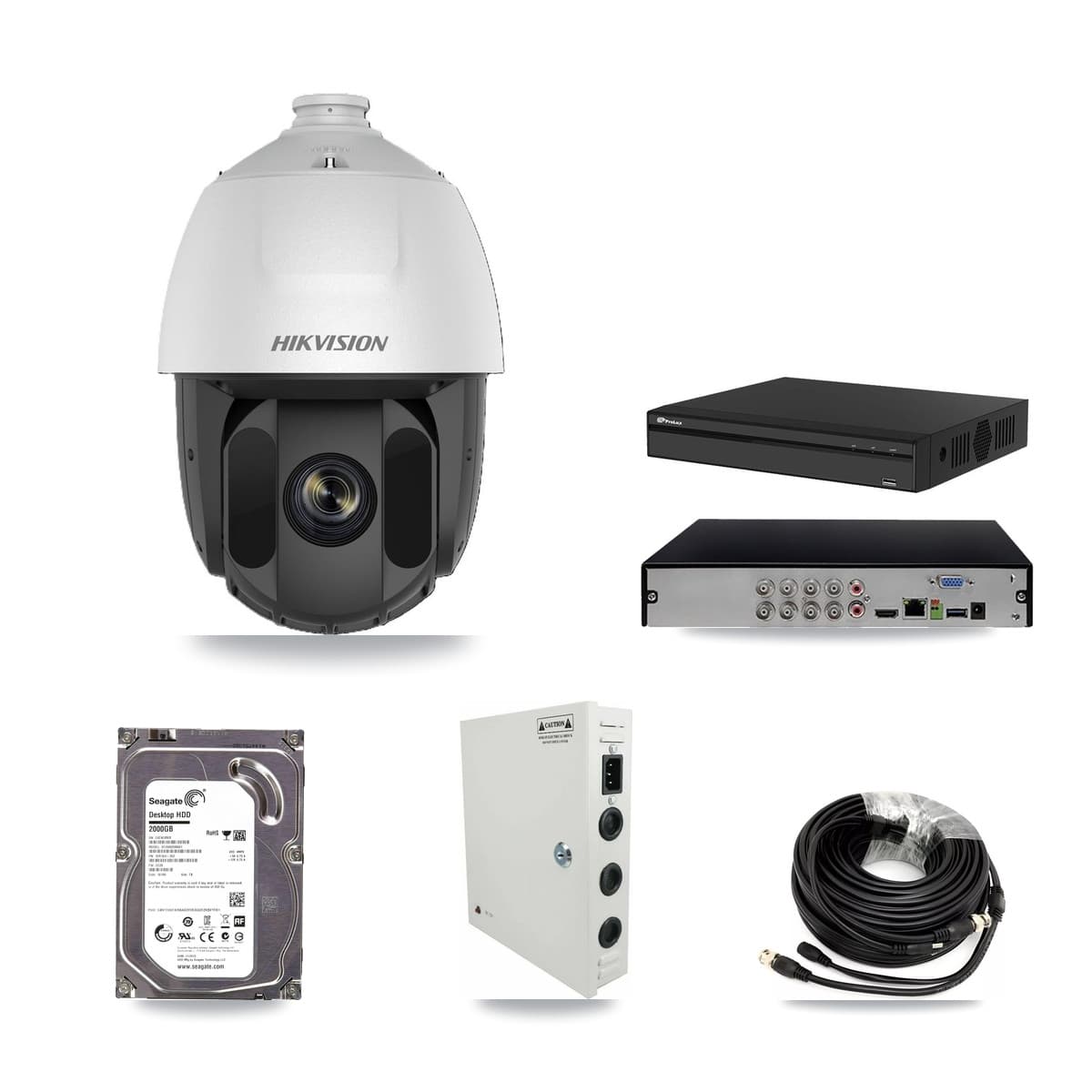 Hikvision & Prolux 8-Channel 2MP CCTV Kit — 3 DS-2AE5225TI PTZ Cameras + 2TB Recording (PXD-5108HS Recorder) - Image 1