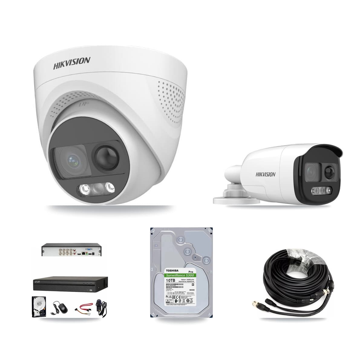 Hikvision & Dahua 8-Channel 5MP CCTV Kit — 1 DS-2CE12KF3T Bullet + 7 DS-2CE72KF3T Turret Cameras + 10TB Recording - Image 1
