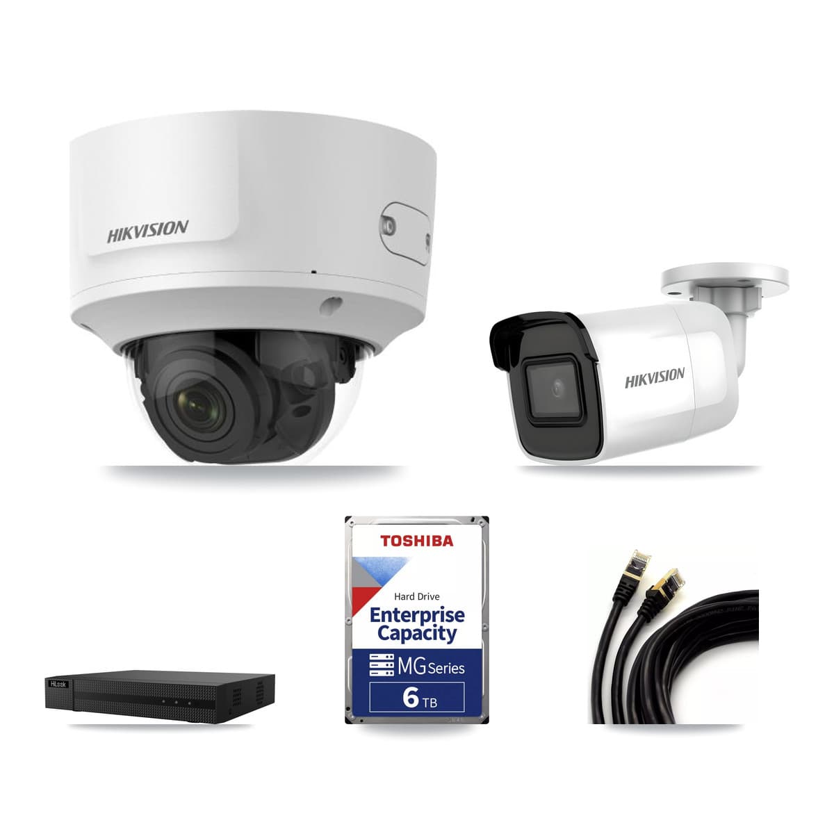 Hikvision & HiLook 8-Channel 2MP – 4K CCTV Kit — 1 4K Bullet + 5 2MP Dome Cameras + 6TB Recording - Image 1