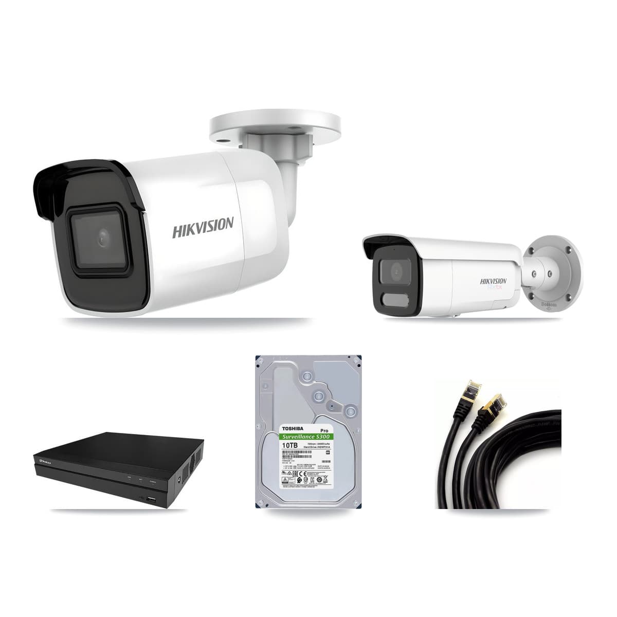 Hikvision & Prolux 8-Channel 4K CCTV Kit — 1 DS-2CD2085G1 + 1 DS-2CD2T87G2H Bullet Cameras + 10TB Recording