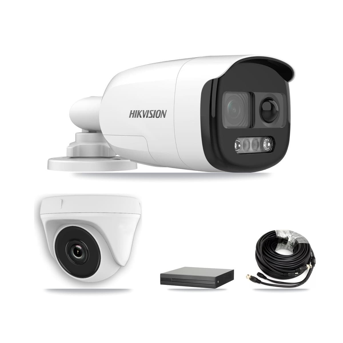 Hikvision 8-Channel 2MP – 5MP CCTV Kit — 4 DS-2CE12KF3T 5MP Bullet + 4 White HDT-2MP-N20W 2MP Dome Cameras + 8TB Recording (XVR-3108HS Recorder)