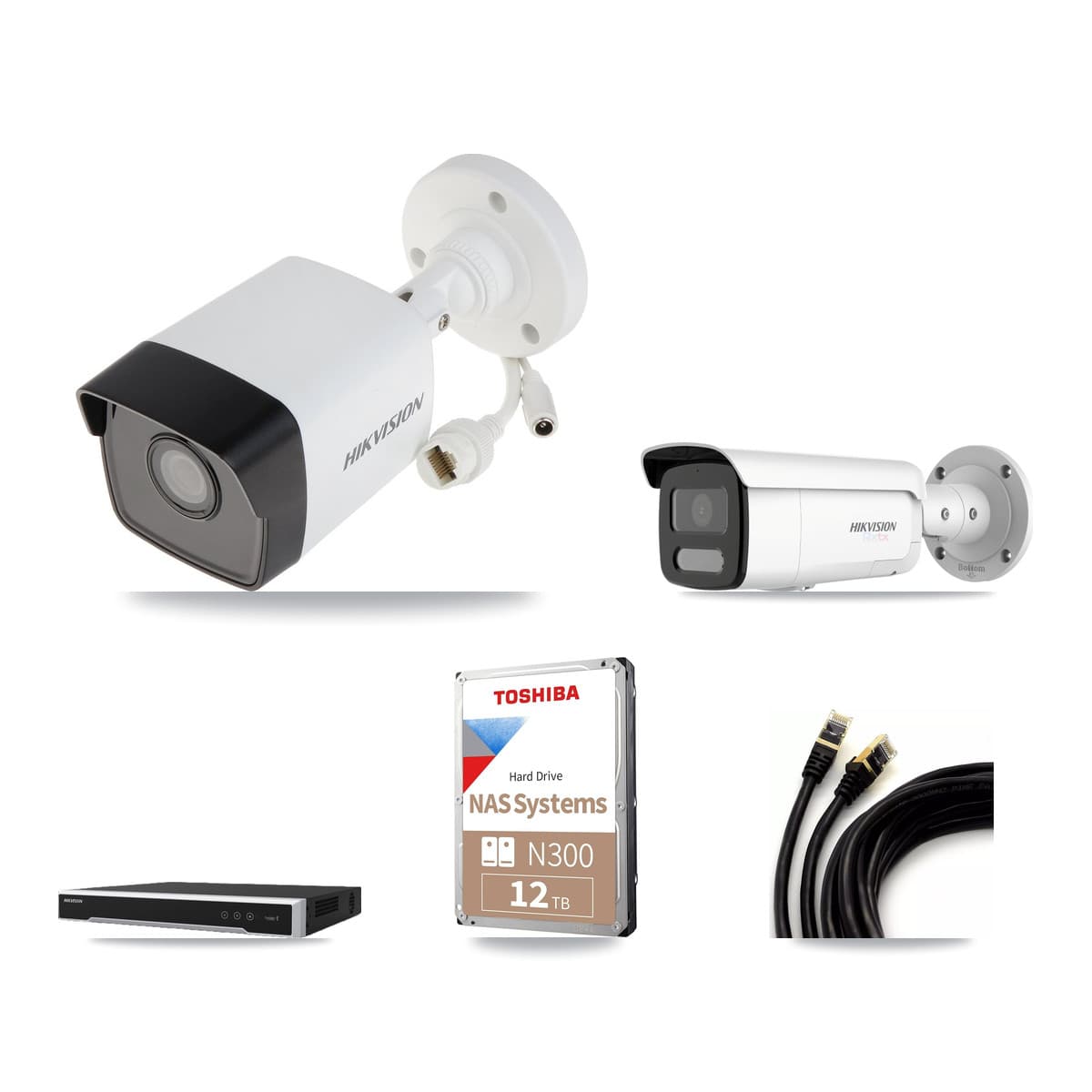 Hikvision 8-Channel 5MP – 4K CCTV Kit — 3 5MP + 3 4K Bullet Cameras + 12TB Recording