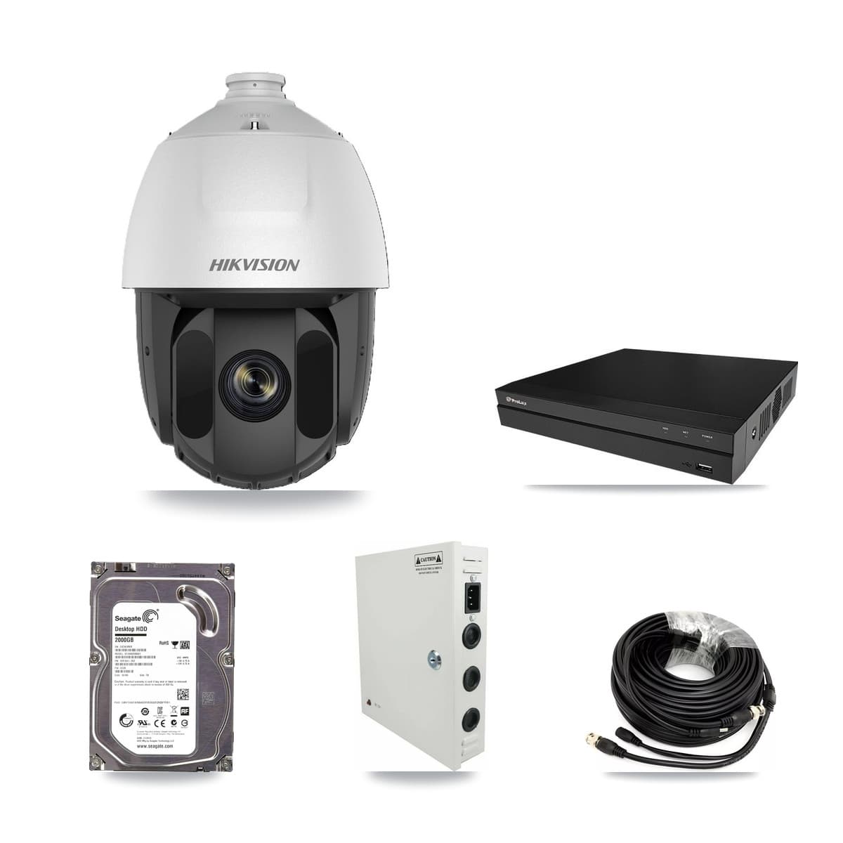 Hikvision & Prolux 8-Channel 2MP CCTV Kit — 3 DS-2AE5225TI PTZ Cameras + 2TB Recording (PXD-5208AN Recorder) - Image 1