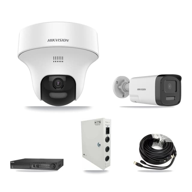Hikvision 32-Channel 5MP CCTV Kit — 4 DS-2CE17K0T Bullet + 8 DS-2CE70K0T Turret Cameras + 2× 8TB Recording (DS-7332HQHI Recorder)