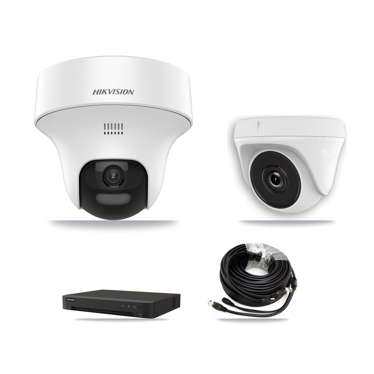 Hikvision 16-Channel 2MP – 5MP CCTV Kit — 4 DS-2CE70K0T 5MP Turret + 4 White HDT-2MP-N20W 2MP Dome Cameras + 8TB Recording (IDS-7216HQHI Recorder) - Image 1