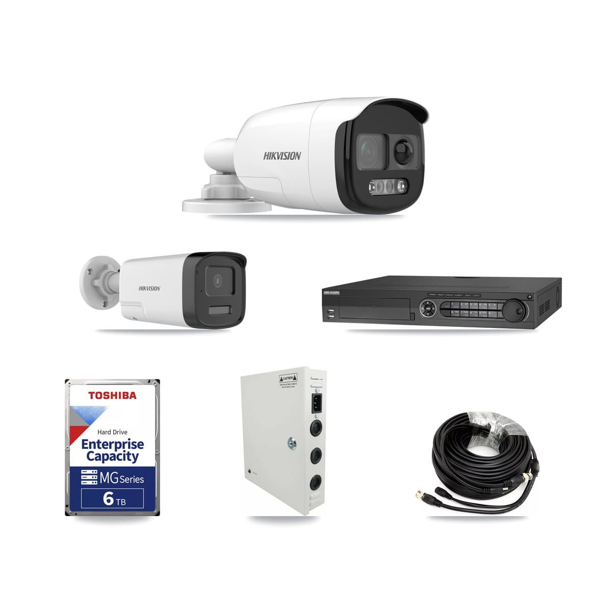 Hikvision 32-Channel 5MP CCTV Kit — 13 DS-2CE12KF3T + 1 DS-2CE17K0T Bullet Cameras + 3× 6TB Recording (DS-7332HQHI Recorder)
