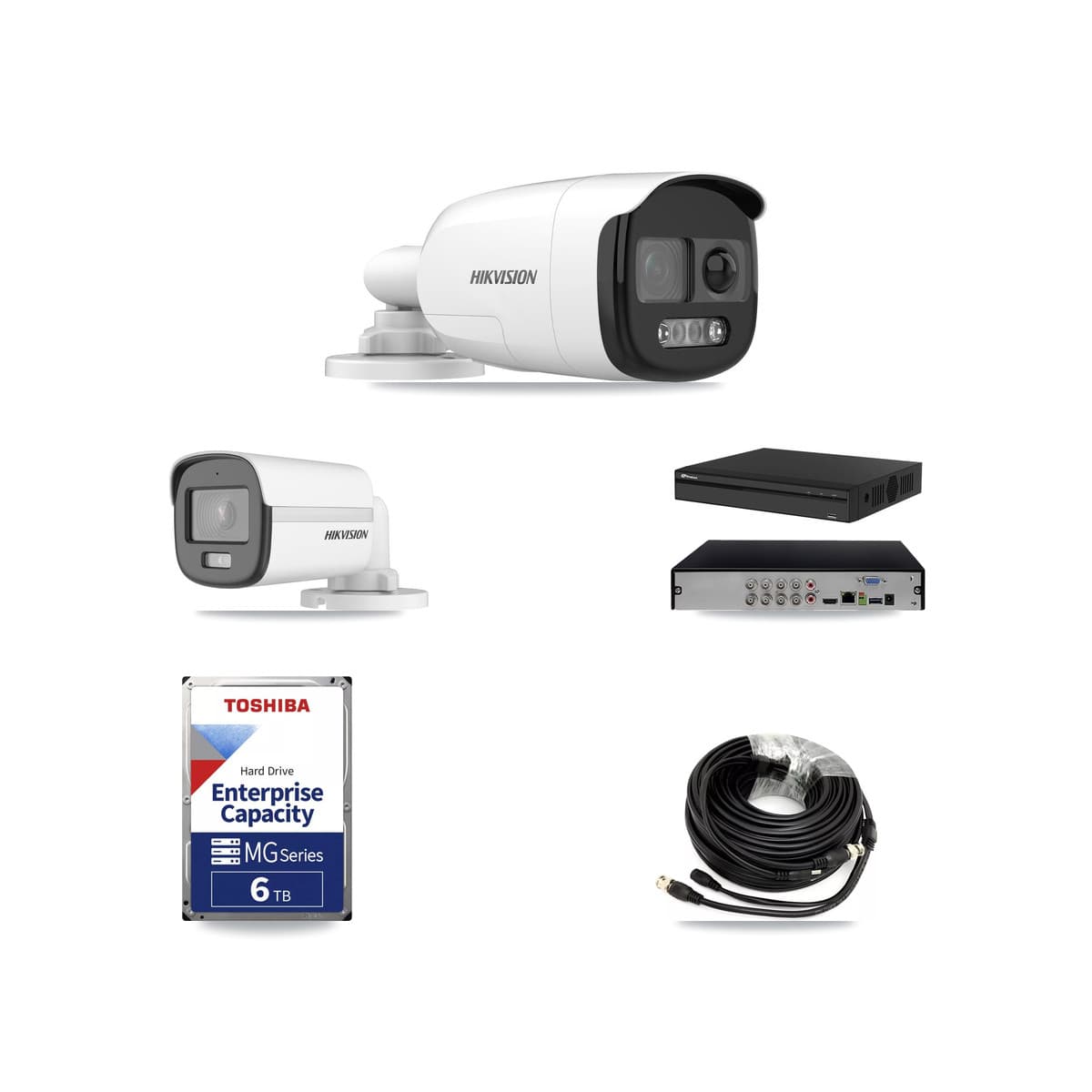 Hikvision & Prolux 8-Channel 5MP CCTV Kit — 1 DS-2CE12KF0T + 4 DS-2CE12KF3T Bullet Cameras + 6TB Recording (PXD-5108HS Recorder) - Image 1