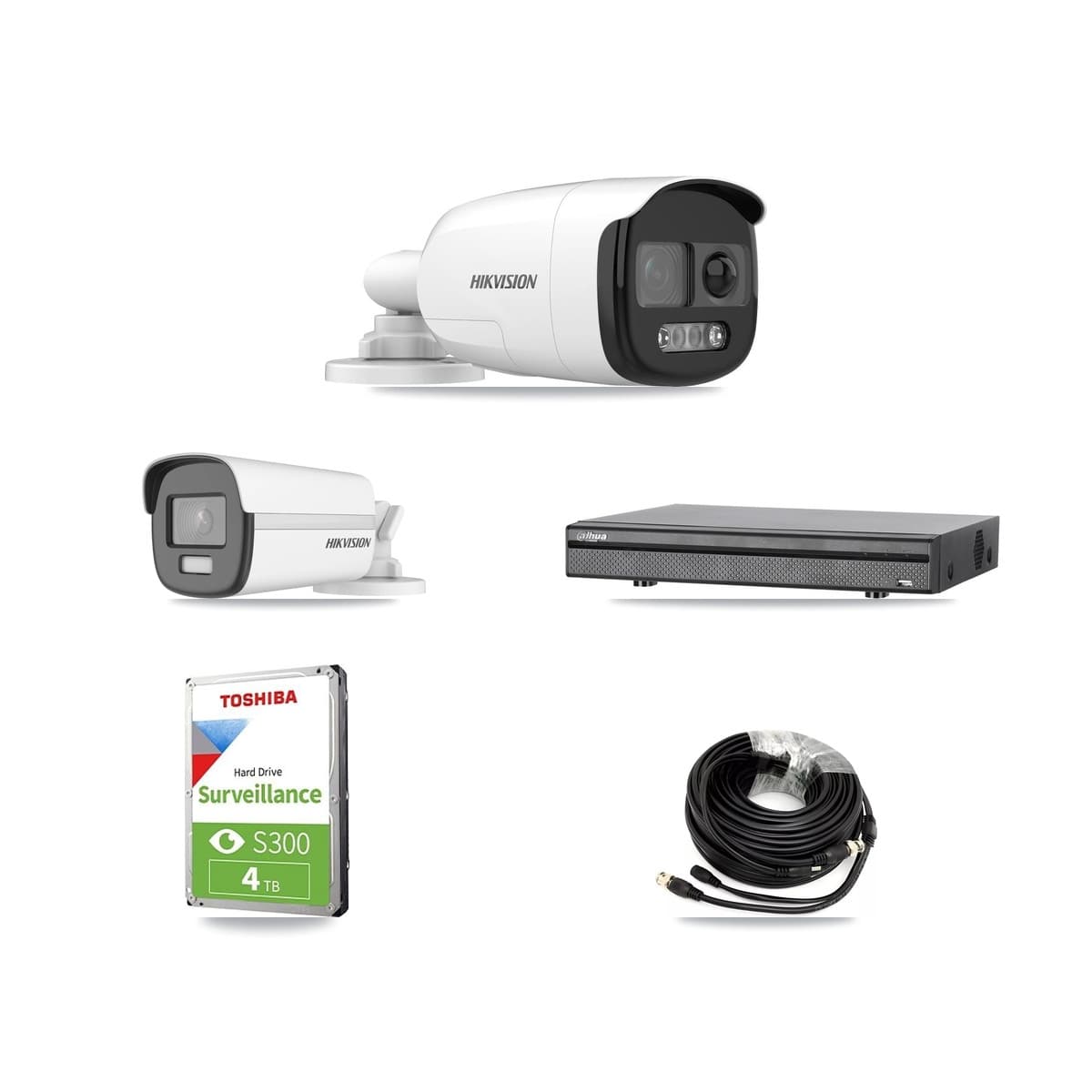 Hikvision & Dahua 8-Channel 5MP – 4K CCTV Kit — 1 5MP + 1 4K Bullet Cameras + 4TB Recording (DH-XVR5108H Recorder) - Image 1