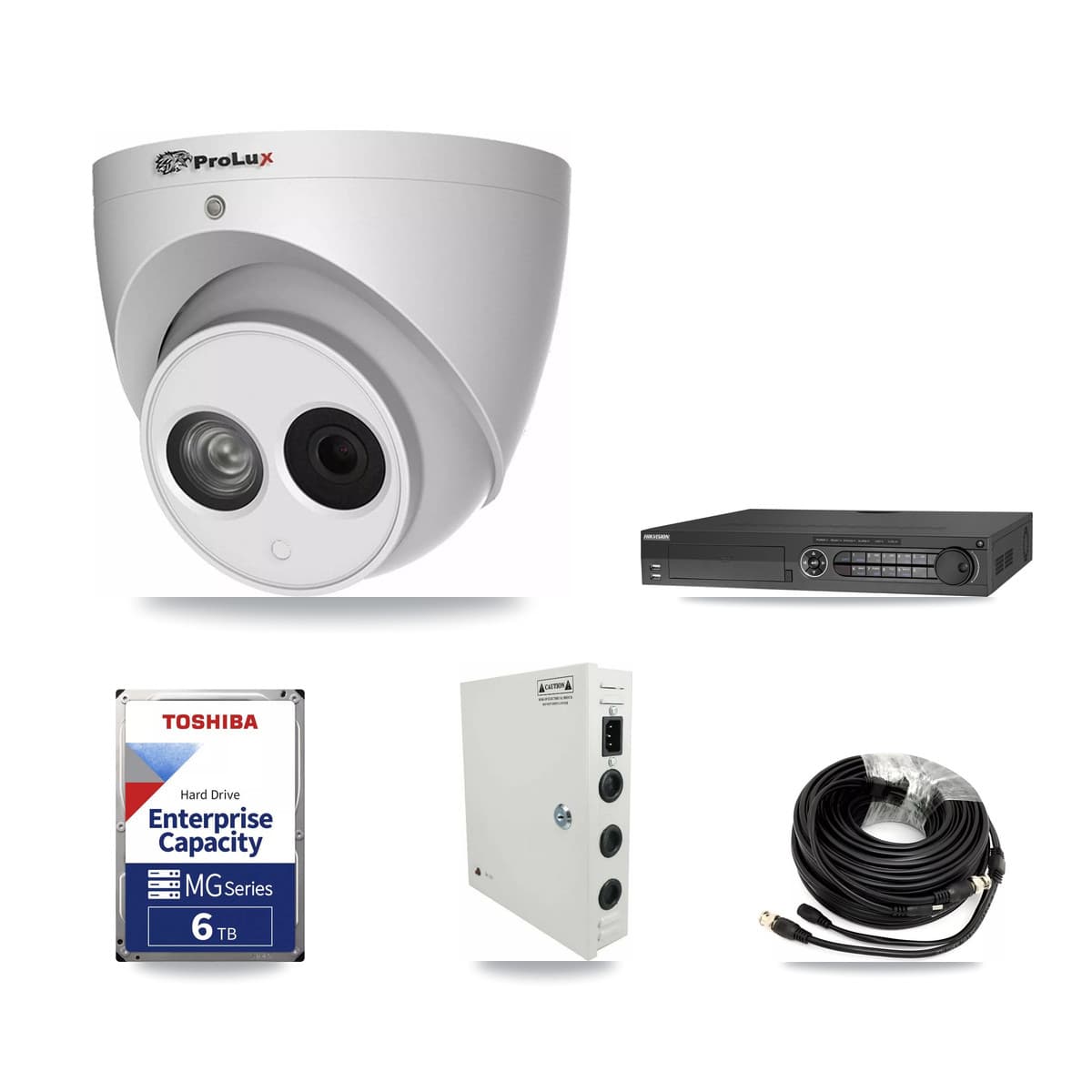 Prolux & Hikvision 32-Channel 4MP CCTV Kit — 14 Turret Cameras + 3× 6TB Recording (DS-7332HQHI Recorder) - Image 1