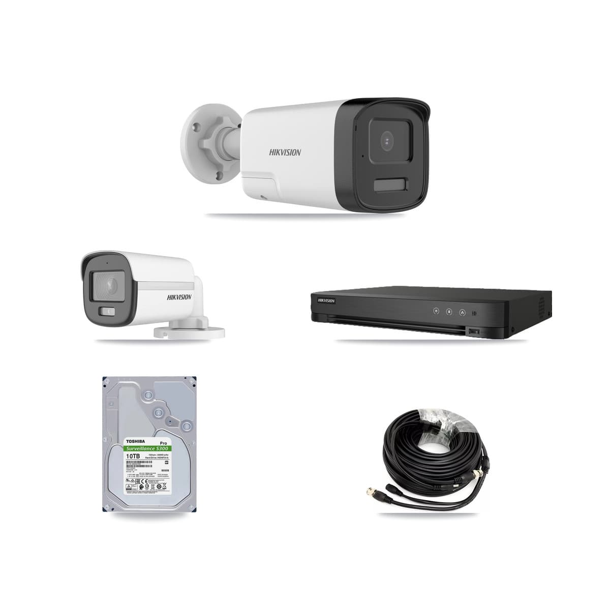 Hikvision 8-Channel 5MP CCTV Kit — 1 DS-2CE12KF0T + 7 DS-2CE17K0T Bullet Cameras + 10TB Recording (IDS-7208HQHI Recorder) - Image 1