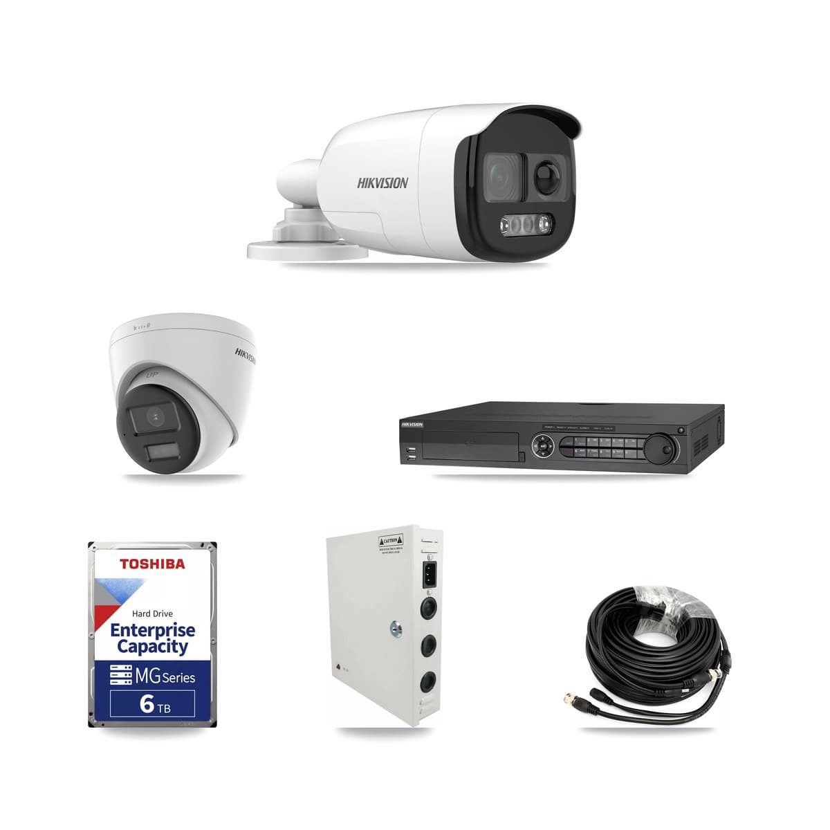 Hikvision 32-Channel 5MP CCTV Kit — 10 DS-2CE12KF3T-PIRXO Bullet + 4 DS-2CE78K0T-LPTS Turret Cameras + 3× 6TB Recording (DS-7332HQHI-K4 Recorder)