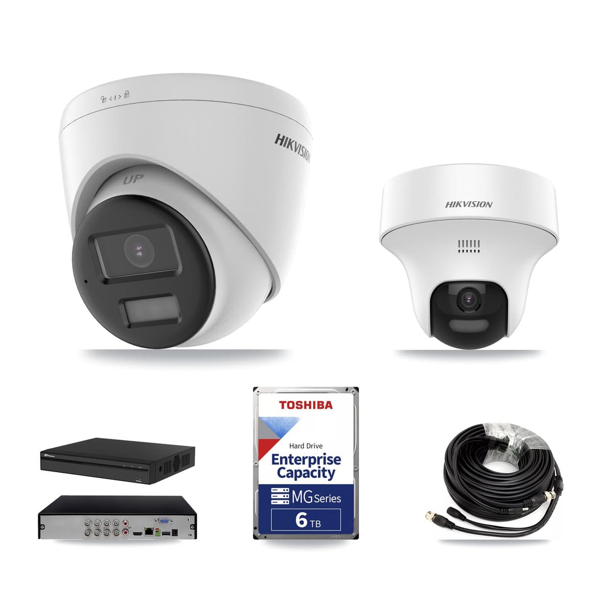 Hikvision & Prolux 8-Channel 5MP CCTV Kit — 1 DS-2CE70K0T + 4 DS-2CE78K0T Turret Cameras + 6TB Recording (PXD-5108HS Recorder) - Image 1