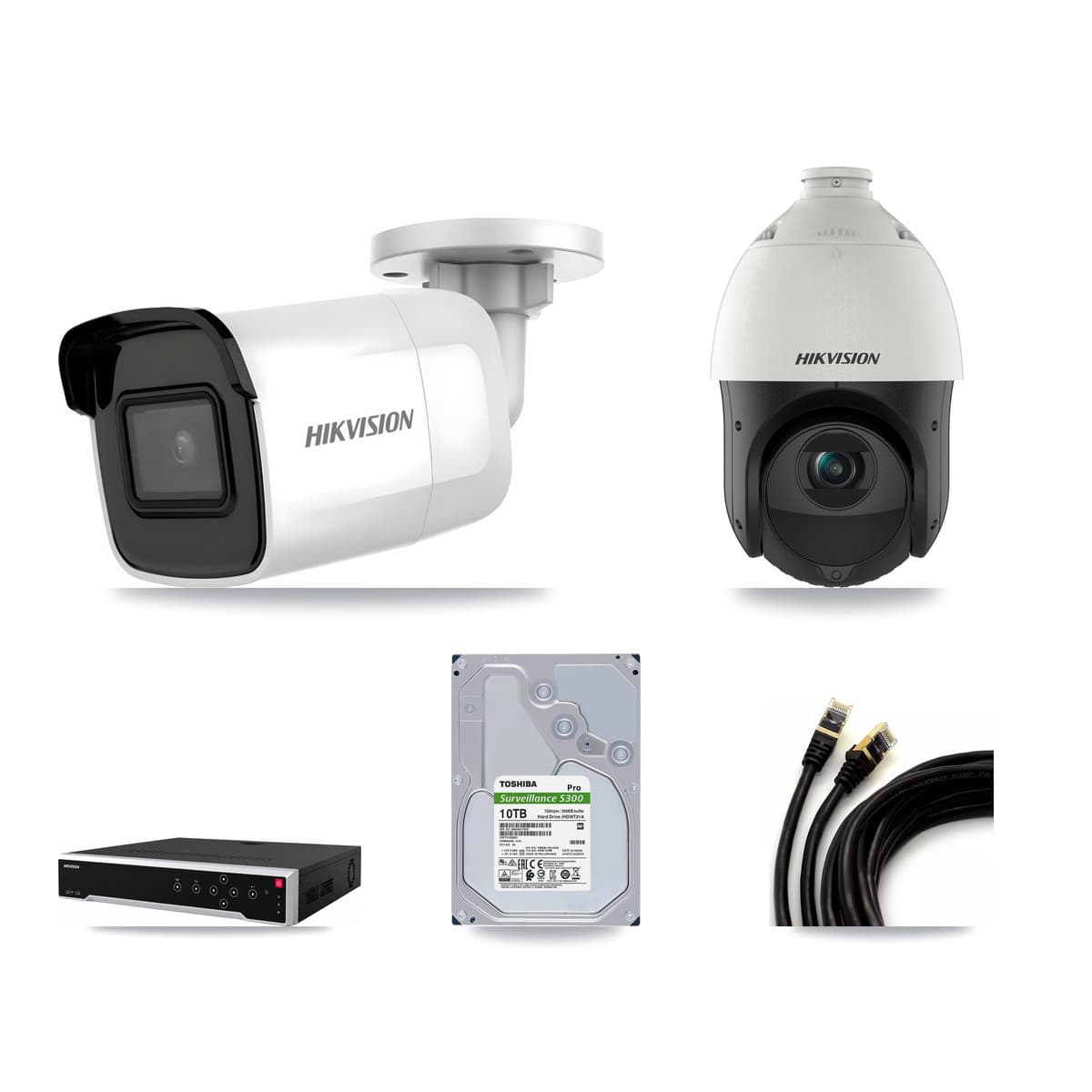 Hikvision 32-Channel 4MP – 4K CCTV Kit — 3 4K Bullet + 1 4MP PTZ Cameras + 10TB Recording - Image 1