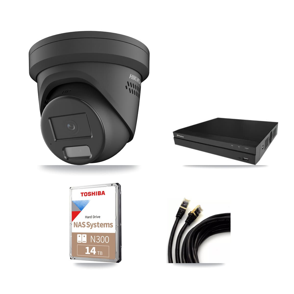 Hikvision & Prolux 16-Channel 4MP CCTV Kit — 12 Black Turret Cameras + 14TB Recording