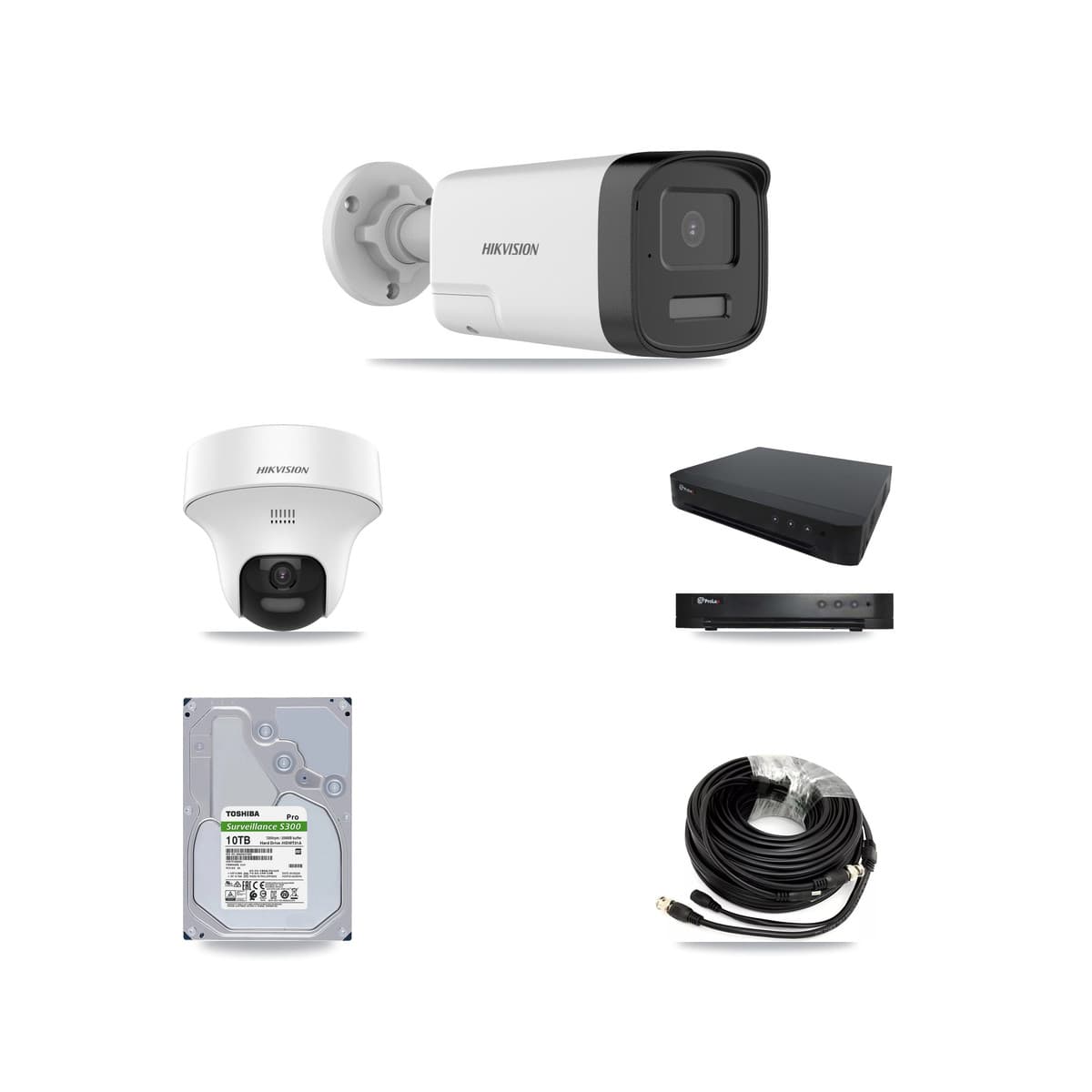 Hikvision & Prolux 16-Channel 5MP CCTV Kit — 5 DS-2CE17K0T Bullet + 2 DS-2CE70K0T Turret Cameras + 10TB Recording - Image 1
