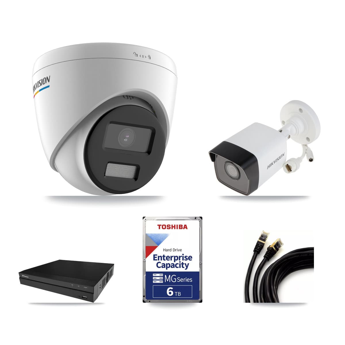 Hikvision & Prolux 8-Channel 2MP – 5MP CCTV Kit — 2 5MP Bullet + 5 2MP Turret Cameras + 6TB Recording - Image 1