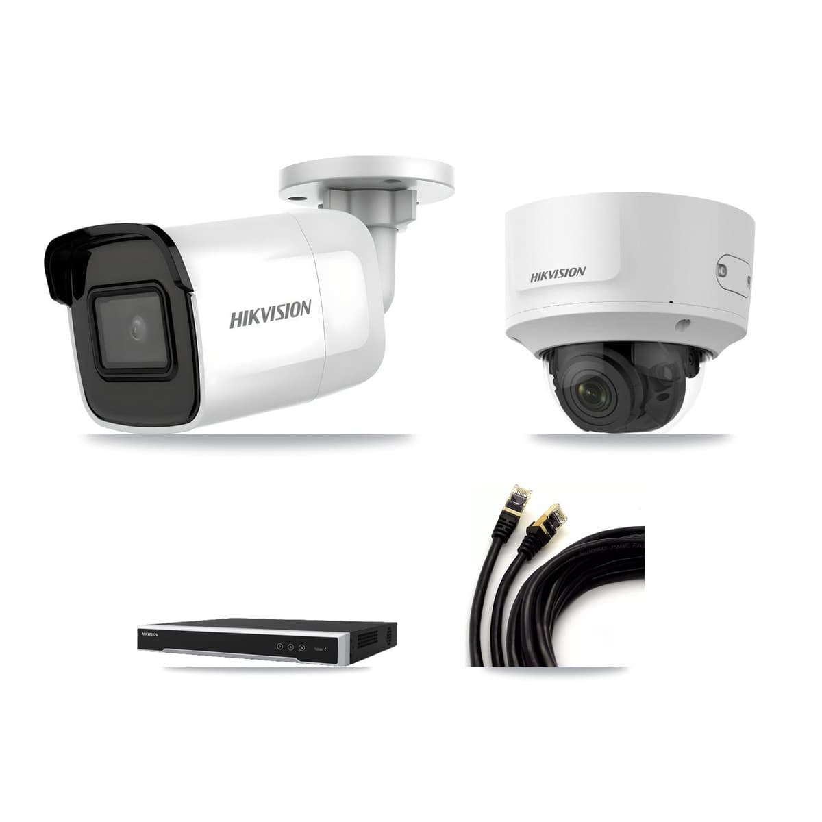 Hikvision 8-Channel 2MP – 4K CCTV Kit — 3 4K Bullet + 1 2MP Dome Cameras + 8TB Recording