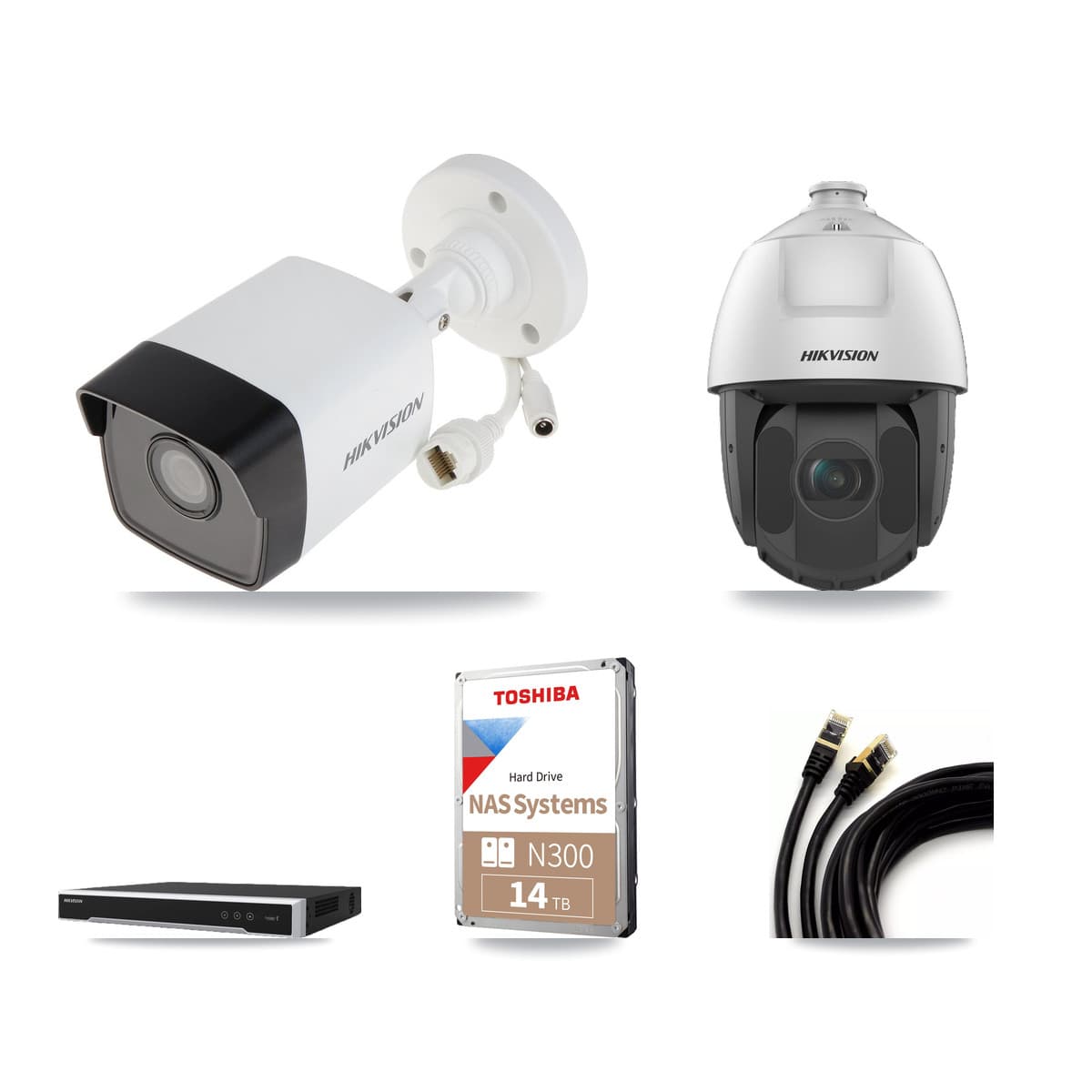 Hikvision 16-Channel 2MP – 5MP CCTV Kit — 12 5MP Bullet + 1 2MP PTZ Cameras + 14TB Recording