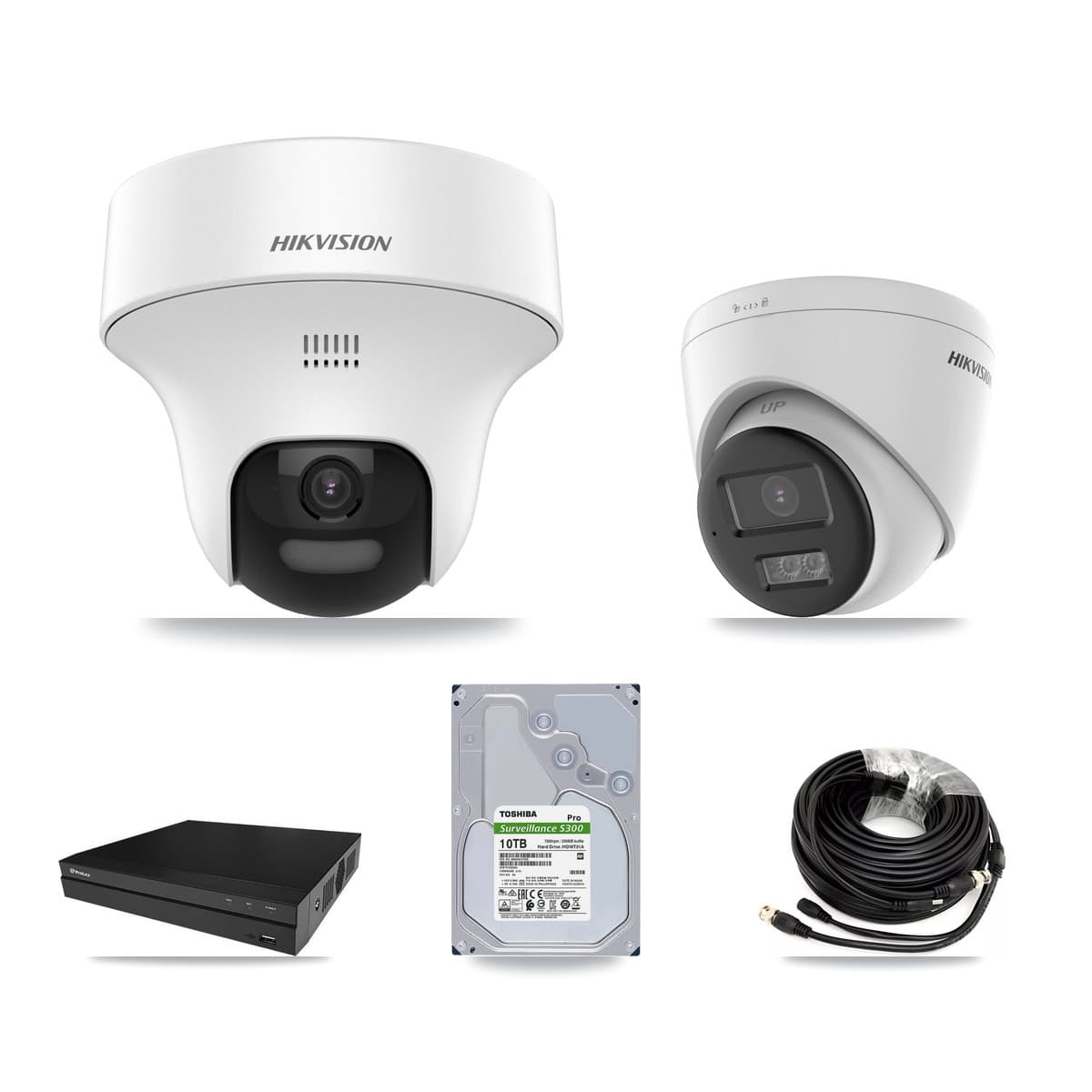 Hikvision & Prolux 8-Channel 5MP CCTV Kit — 4 DS-2CE70K0T-PTLTS + 4 DS-2CE78K0T-LTS Turret Cameras + 10TB Recording (PXD-5208AN-4KL-X-8P Recorder) - Image 1