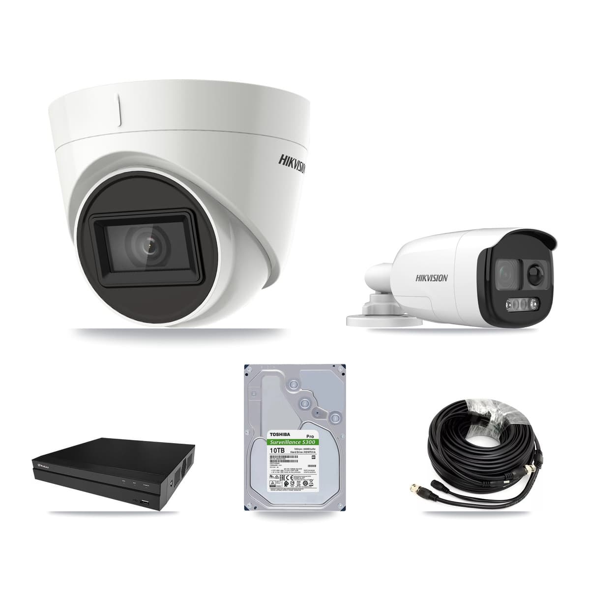 Hikvision & Prolux 8-Channel 5MP – 4K CCTV Kit — 1 DS-2CE12KF3T 5MP Bullet + 7 DS-2CE78U1T 4K Turret Cameras + 2× 10TB Recording - Image 1