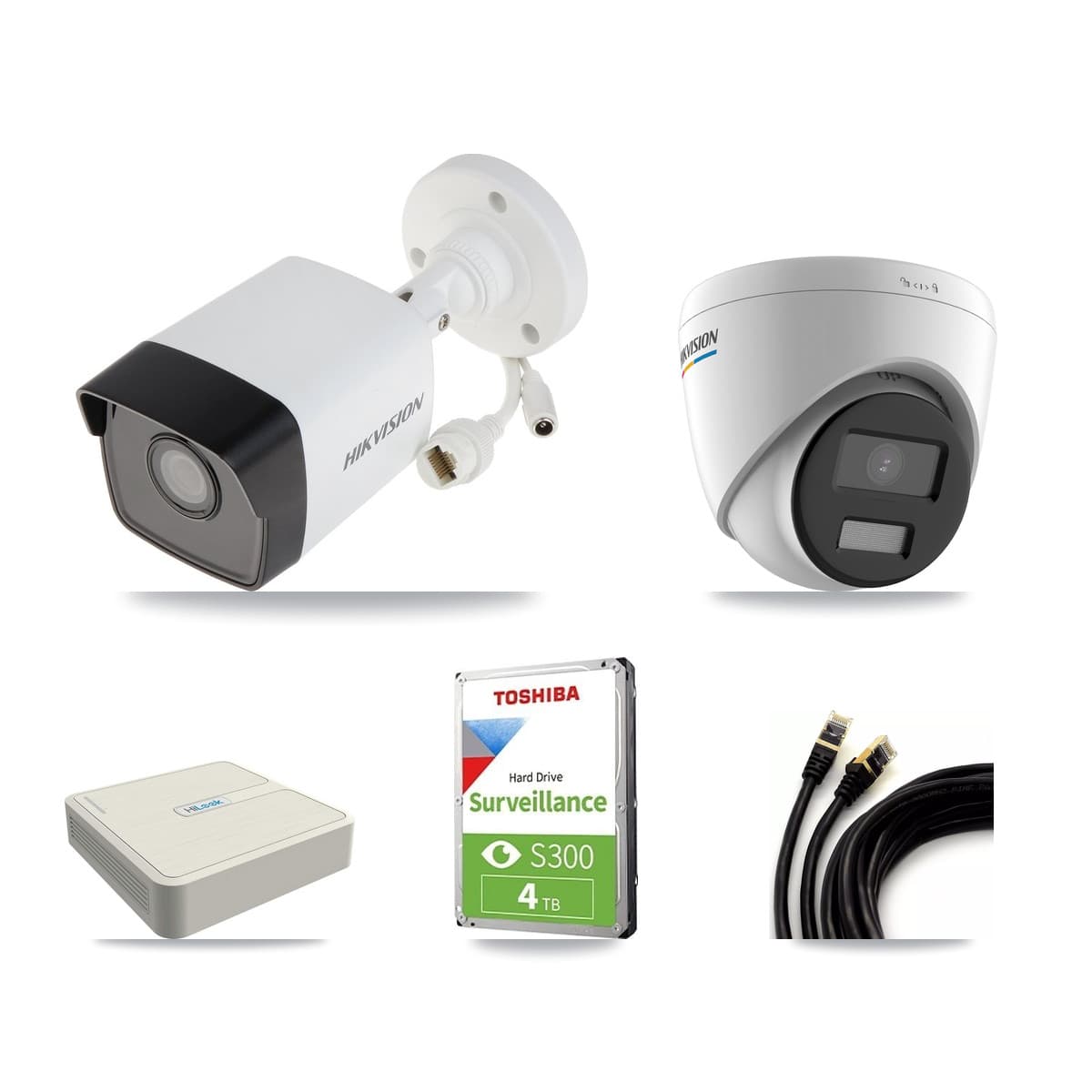 Hikvision & HiLook 8-Channel 2MP – 5MP CCTV Kit — 2 5MP Bullet + 2 2MP Turret Cameras + 4TB Recording (NVR-108H-D Recorder) - Image 1