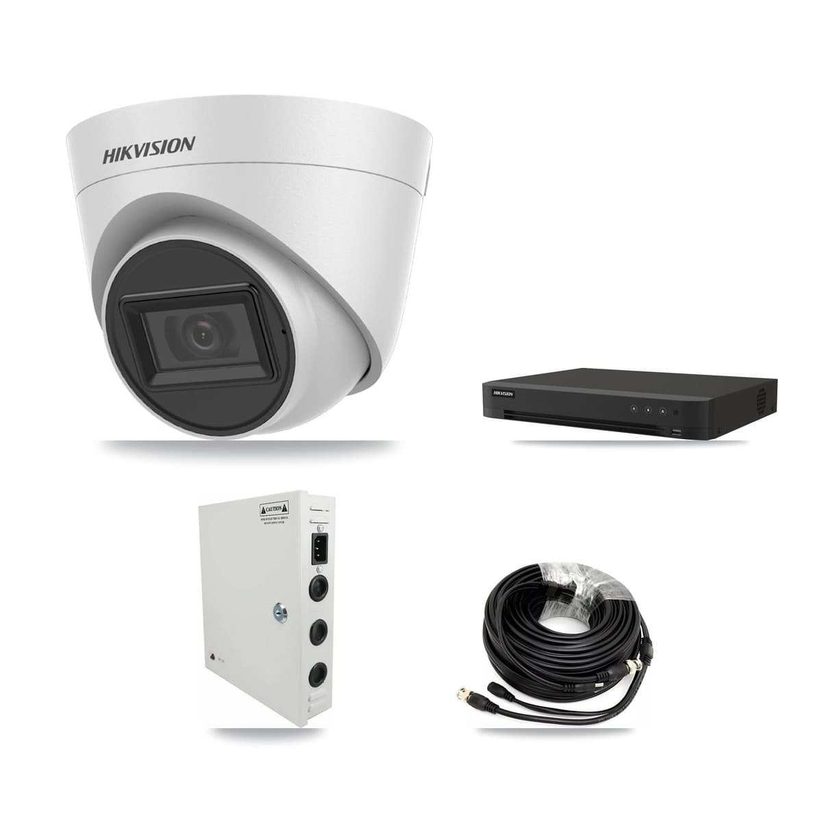Hikvision 16-Channel 5MP CCTV Kit — 12 White Turret Cameras + 8TB Recording (IDS-7216HQHI Recorder)